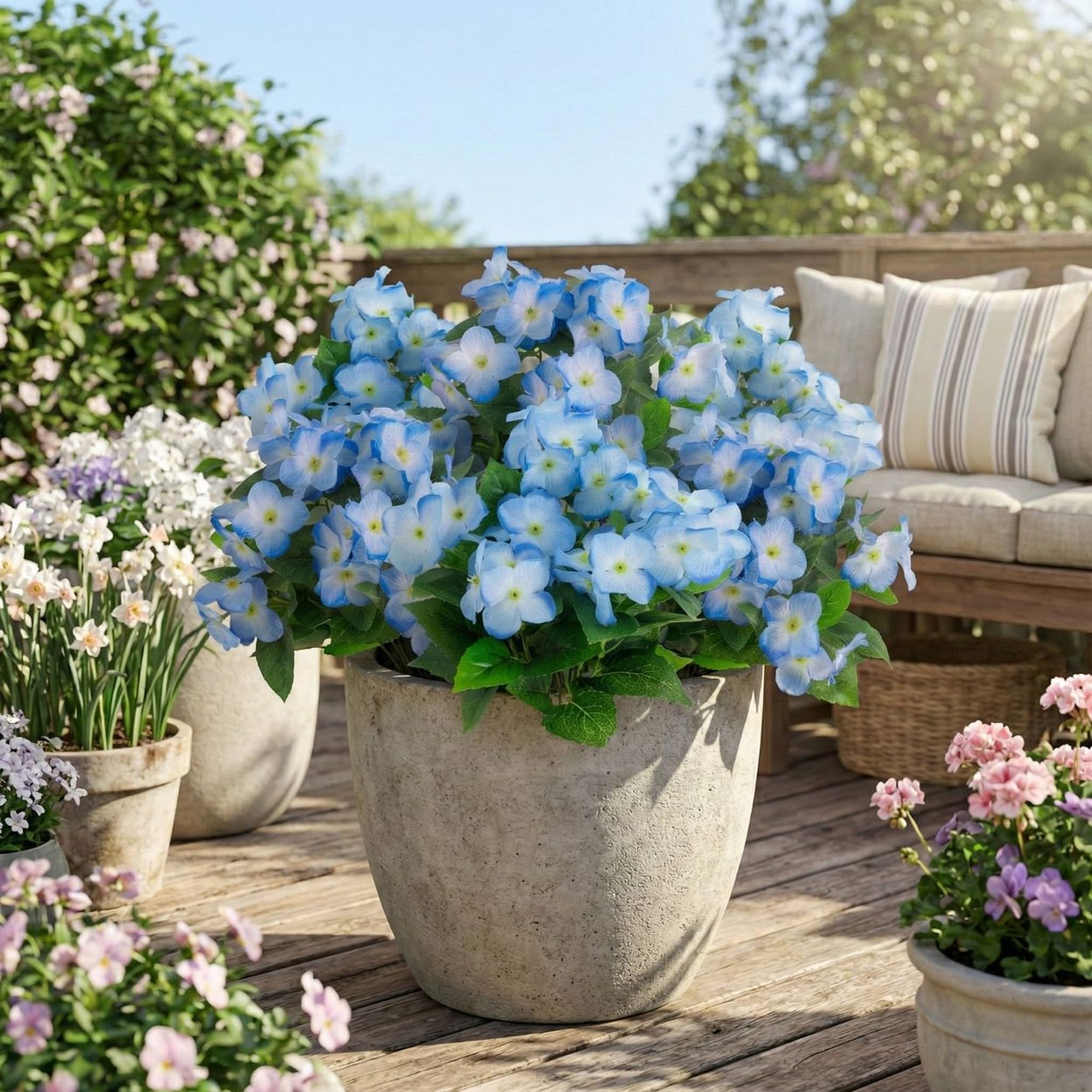 ✳NEW✳ガラスのおうち(ブルー)❁ミニバラ&多肉植物 フラワーアレンジメント Amazon.com: Nearly Natural 14in. UV Resistant Artificial Hydrangea
