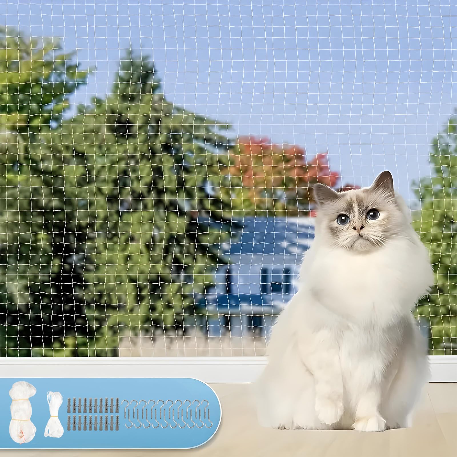 Rete per Gatti Balcone,3*10m Rete per Gatti,Rete Anti Uccelli, Anti piccioni,Rete da Giardino,Colore Trasparente,Leggero ma Resistente,può Essere riutilizzato per Proteggere Animali Domestici Piante
