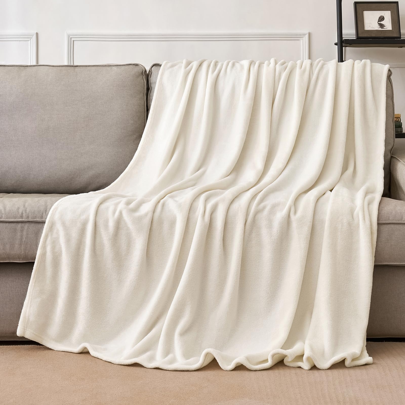 STGAO Coperta Plaid Pile 80 x 280 cm Morbida, Accogliente e Spessa Basics Copriletto 100% Cotone - per Letto Divano, Poltrona, Grigio Chiaro