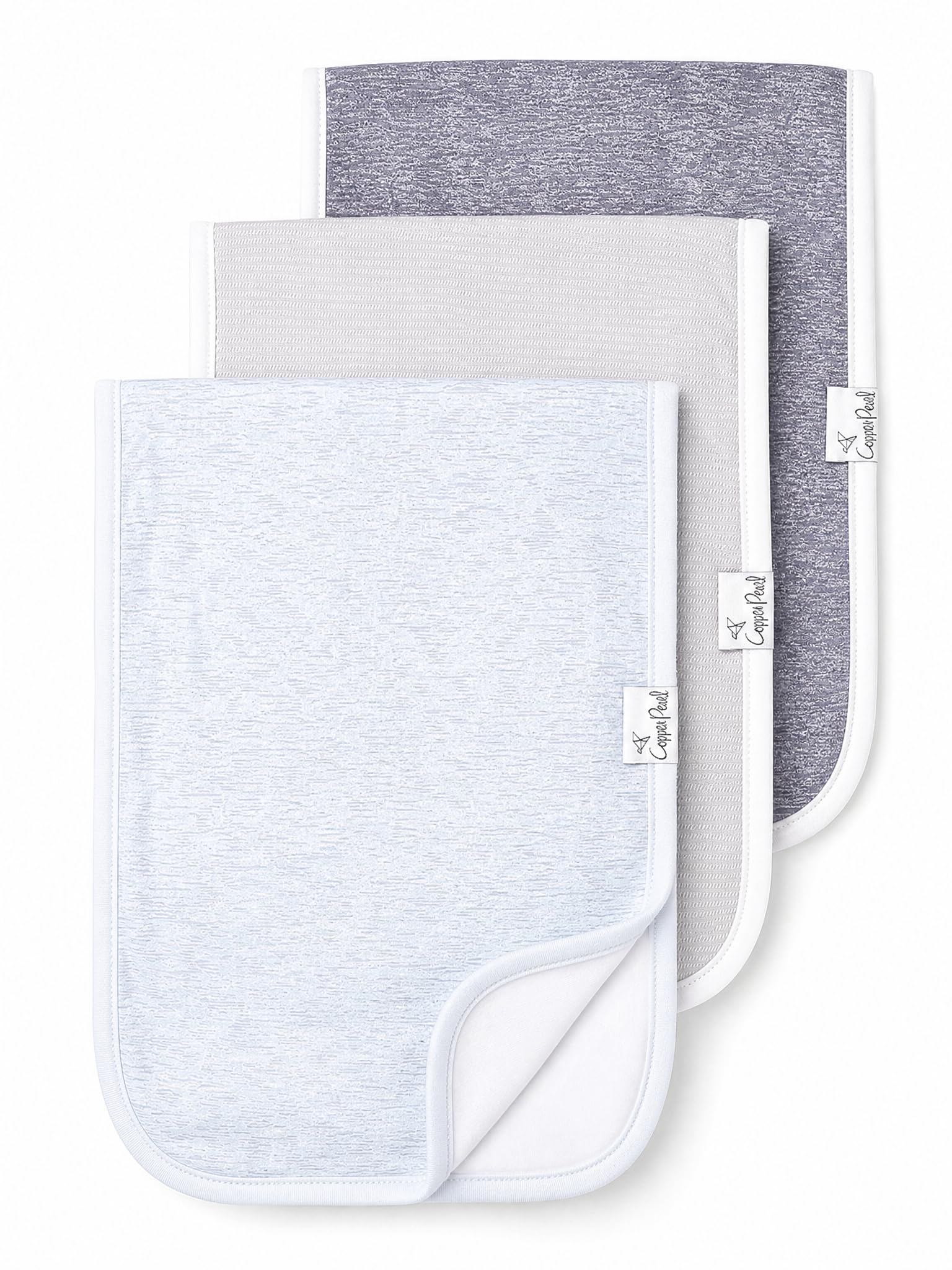 Copper Pearl Baby Burp Cloth Large 21'x10' Size Premium Absorbent Triple Layer 3-Pack Gift Set ââ‚¬Å“Lennon-image-9