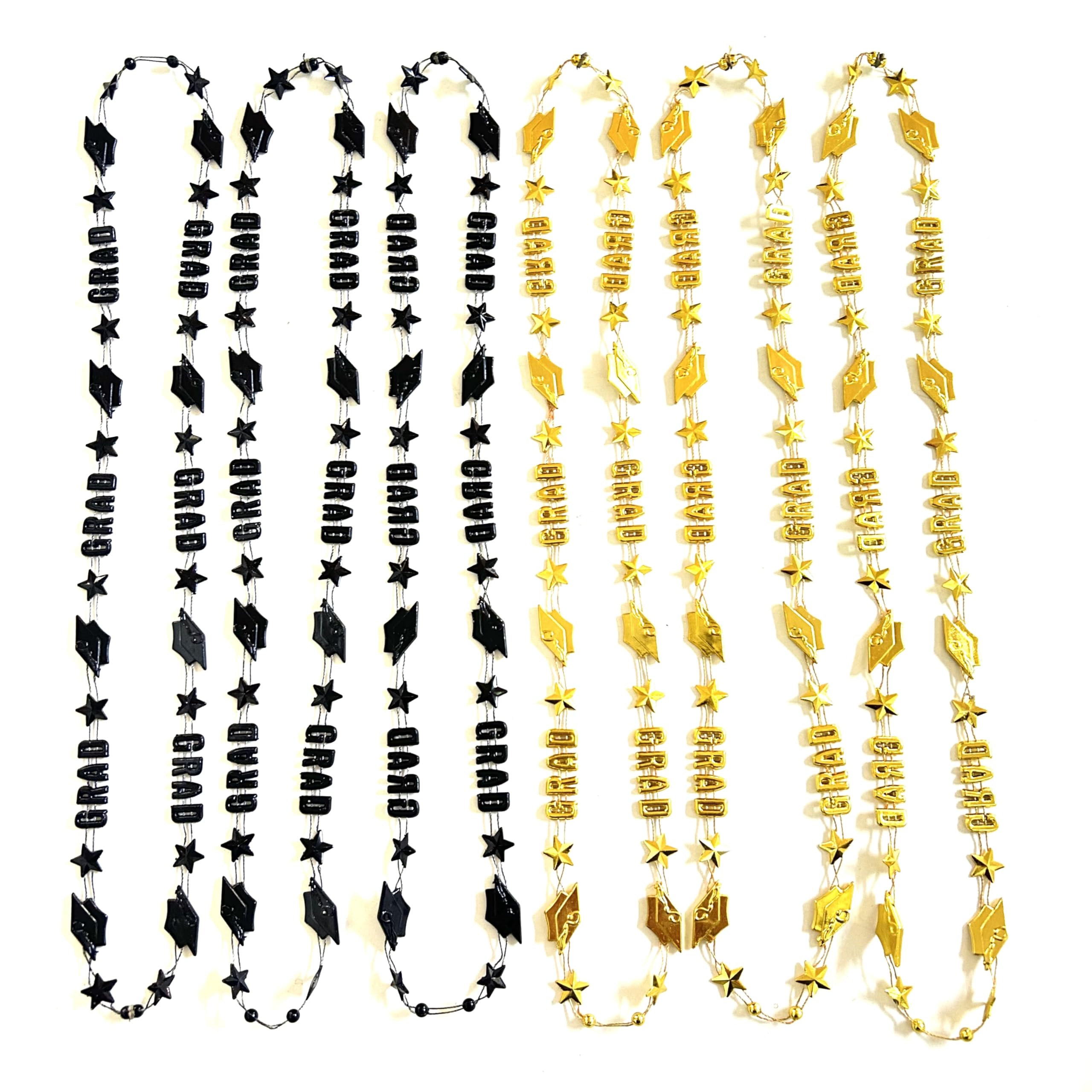 GZYSSL 28 Pcs Graduation Party Beads Necklaces Black Gold Graduate Cap Shaped Favor Gifts Supplies Graduation Party Beads Necklaces Decoration Gift
