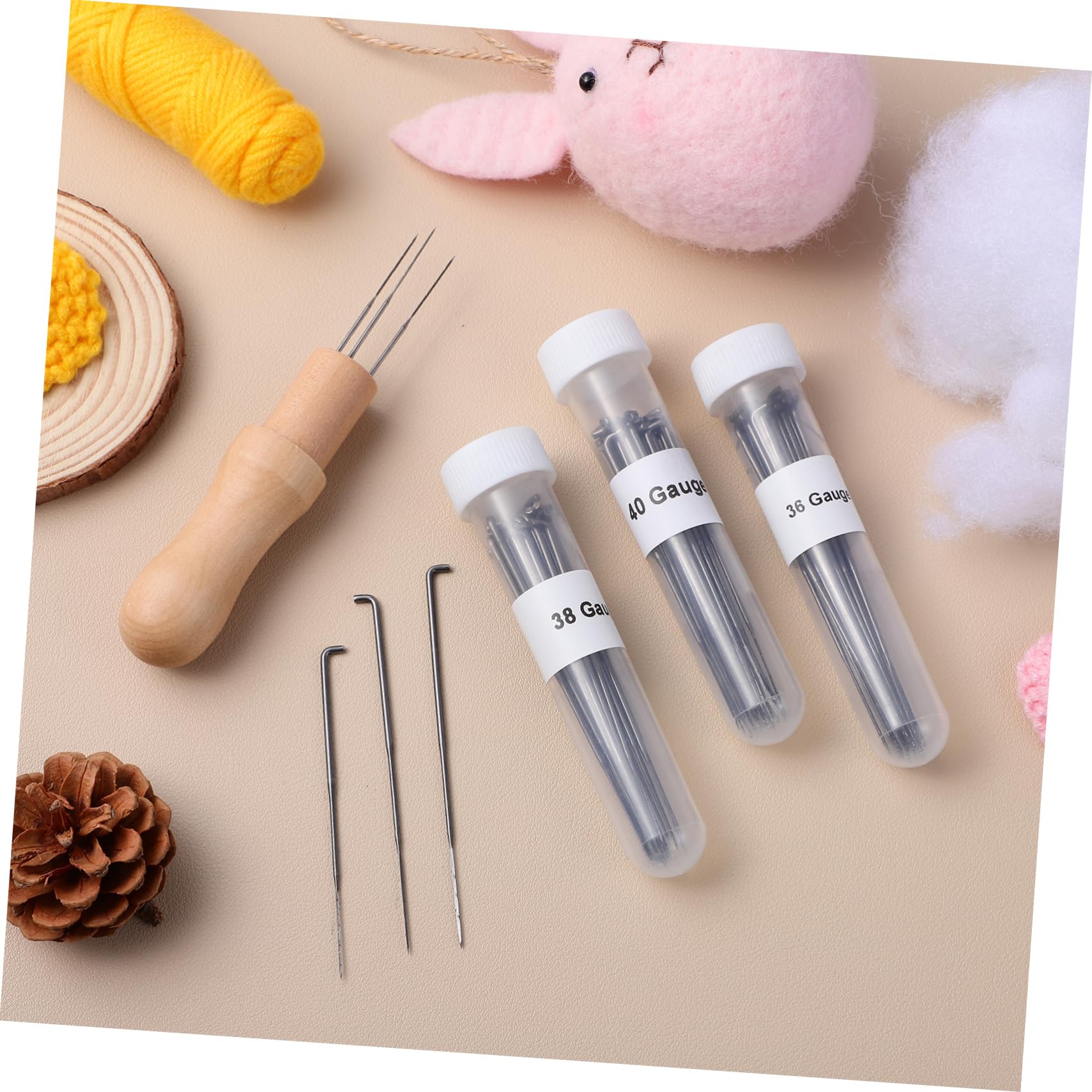 ERINGOGO Beginner Kit 100pcs Felting Needles Set Wooden Handles for Needle Felting Projects
