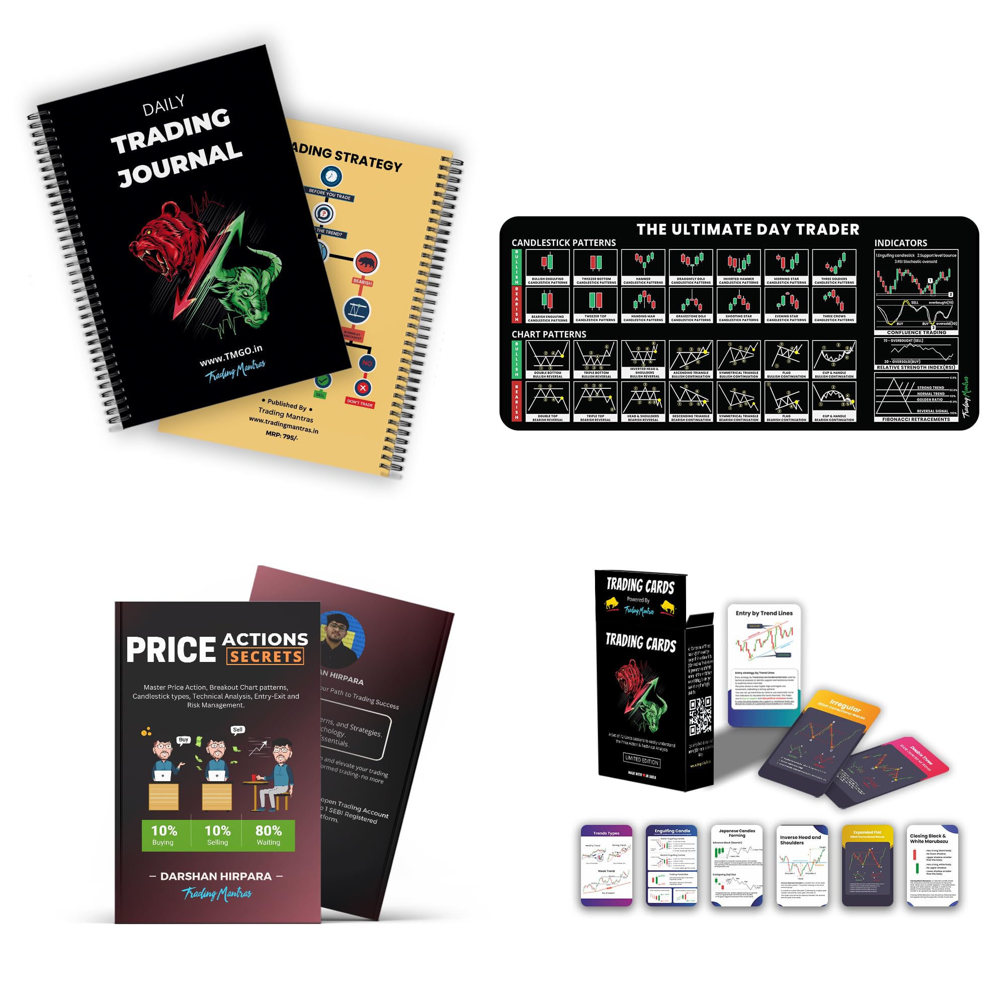 Go Thriff Comprehensive Stock Market Trading Bundle: Candlestick Chart Desk Mat, Spiral-Bound Trading Journal, Price Action Secrets, Flash Cards, Wall Posters (Bull and Bear Diary Combo) (B0CYWWHR4G) Amazon Price History, Amazon Price Tracker