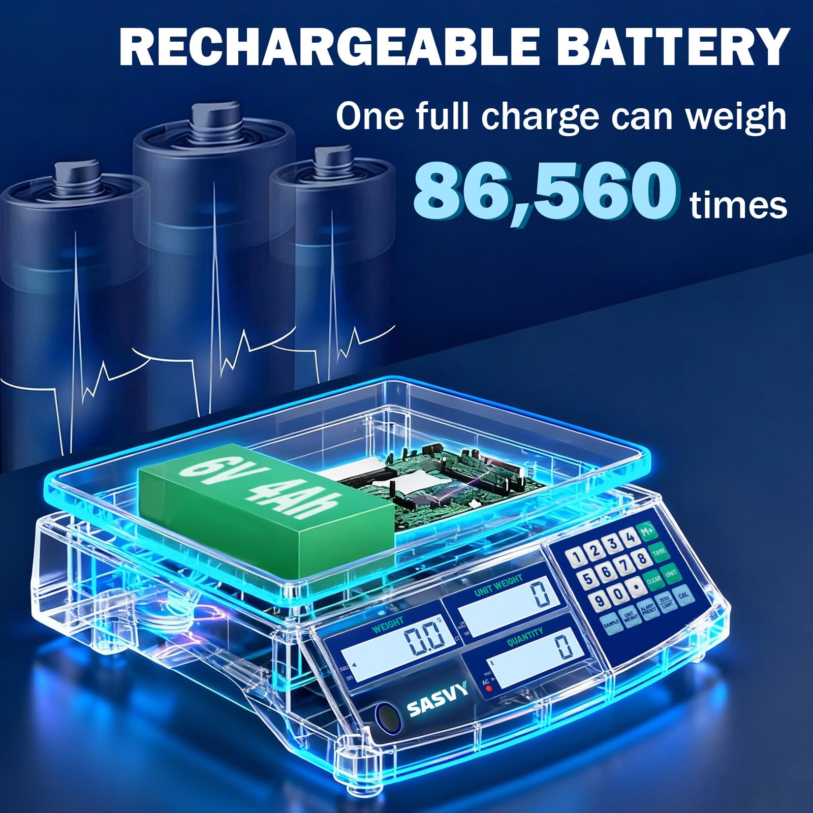 Zählwaage (30 kg, 0,1 g) lb/oz/kg/g, industrielle digitale Inventarwaage mit Batterie für Kleinteile, Münzen, Stücke, Tickets
