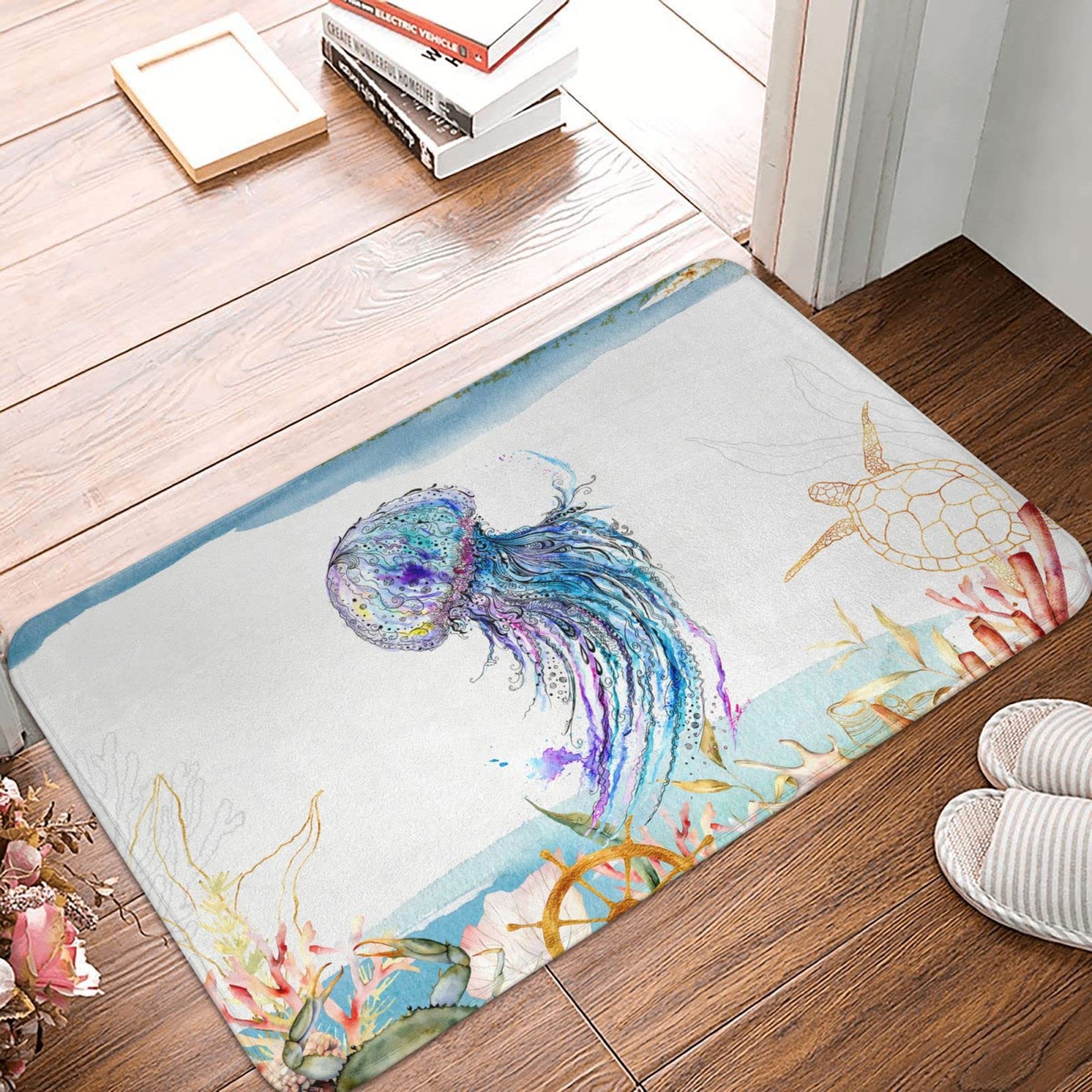 Tapis de bain méduse 65x90 cm pour une entrée de douche décorative