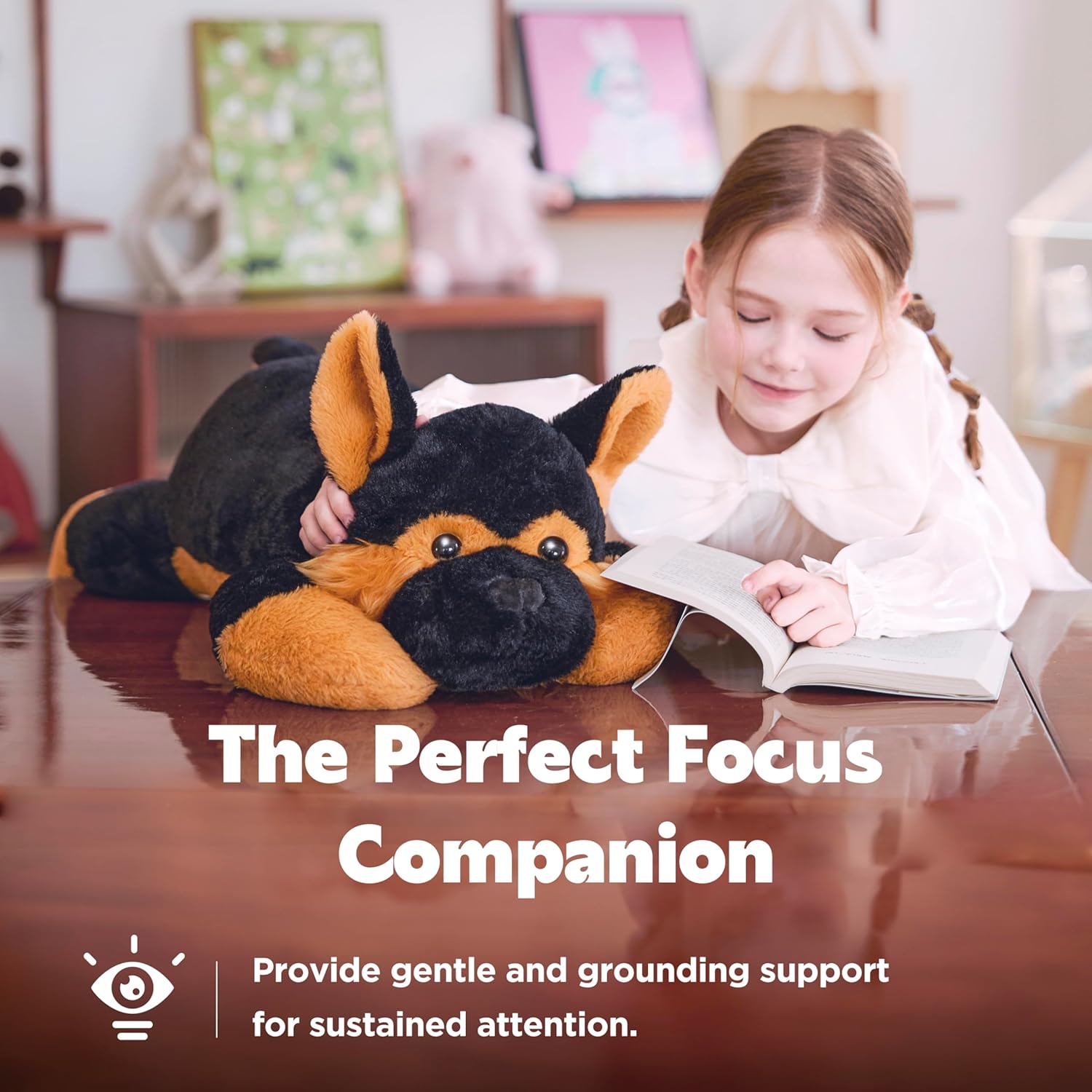 IKASA 5lbs Weighted Stuffed Animal German Shepherd Dog,26 inches Plush Toy Giant Large Big Jumbo Soft Puppy,Huge Size Cute Plushie,Gift for Kids - Image 4