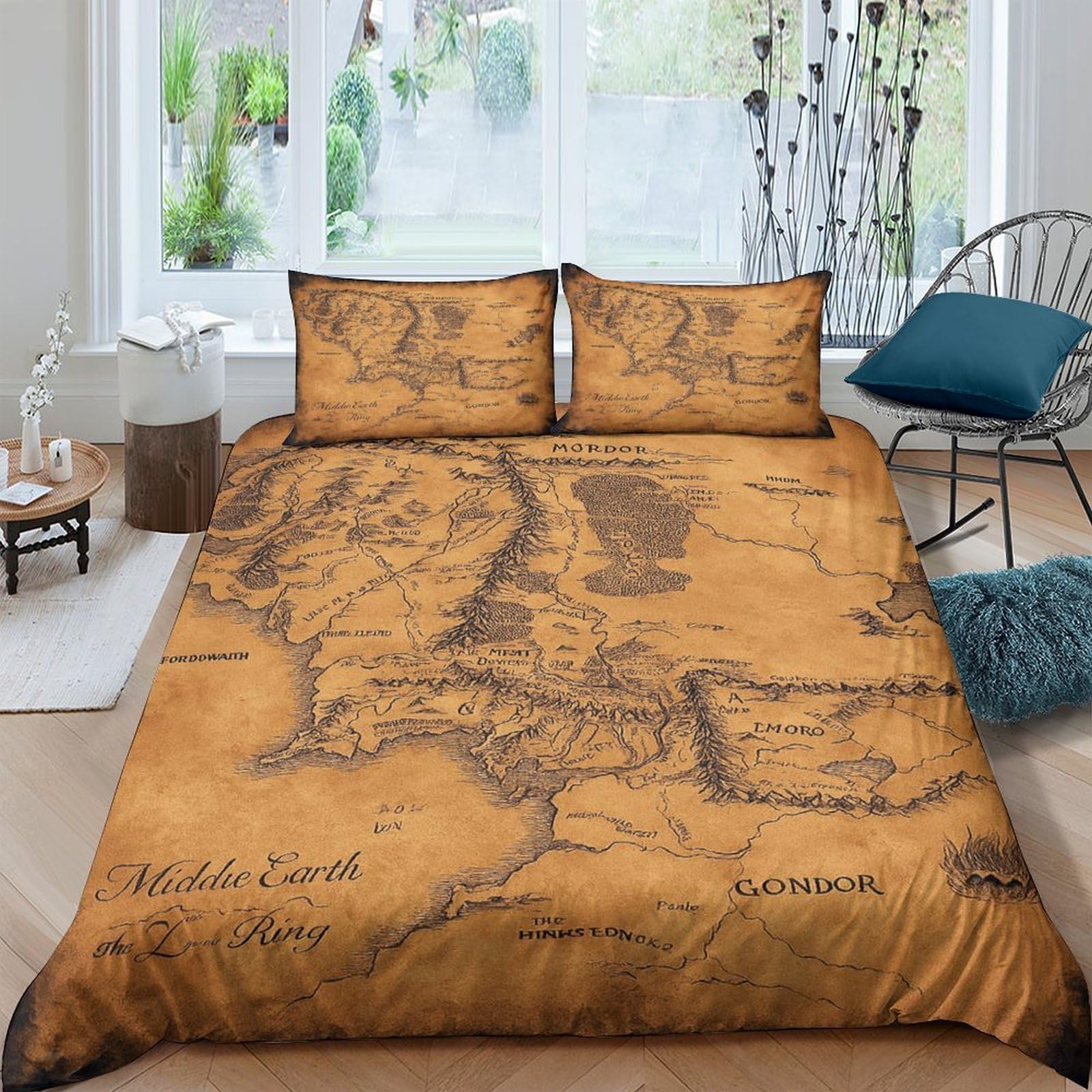 Ctjqhvkz Style-3 3D Printed Vintage Map Fitted Sheet Microfiber Soft Breathable Ancient Cartography Bed Cover For Bedroom Guest Room Decor Single（135X200cm）