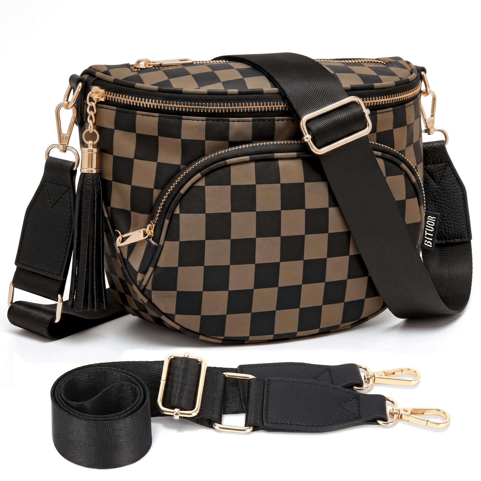 Damen Bauchtasche Anti-Diebstahl Umhängetaschen mit 2 verstellbaren Riemen