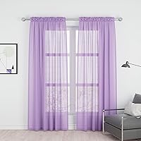 Vista 47 de UPOPO Paneles de Cortina Beige Pequeños Cortinas Transparentes de Gasa de 16 Pulgadas de Largo Cortinas de Cocina de Voile con Textura de Lino