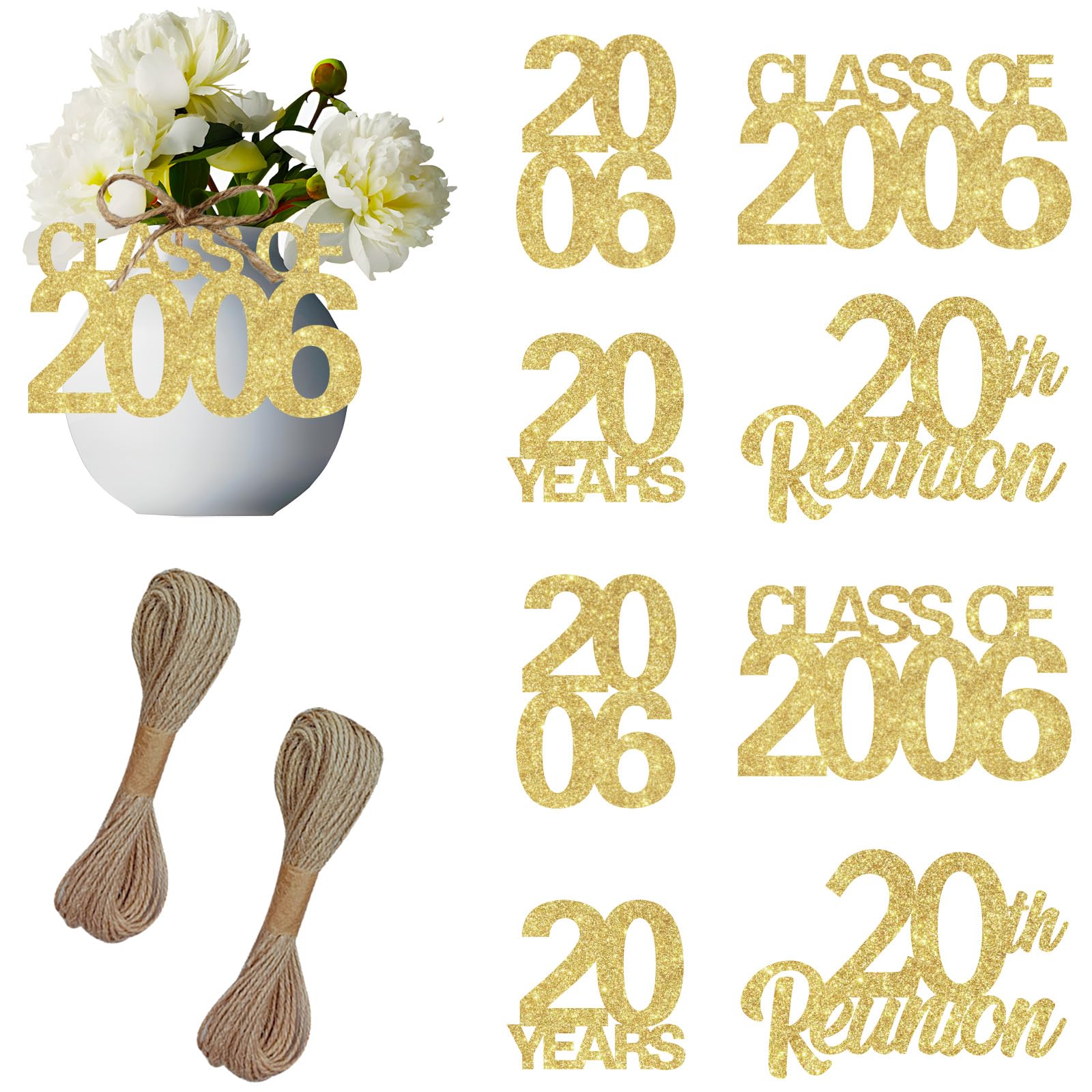Balterever 24PCS 20th Class Reunion Tags Gold 2006 Reunion Tags Decorations Class Of 2006 Reunion Decorations 20th High School Class Reunion
