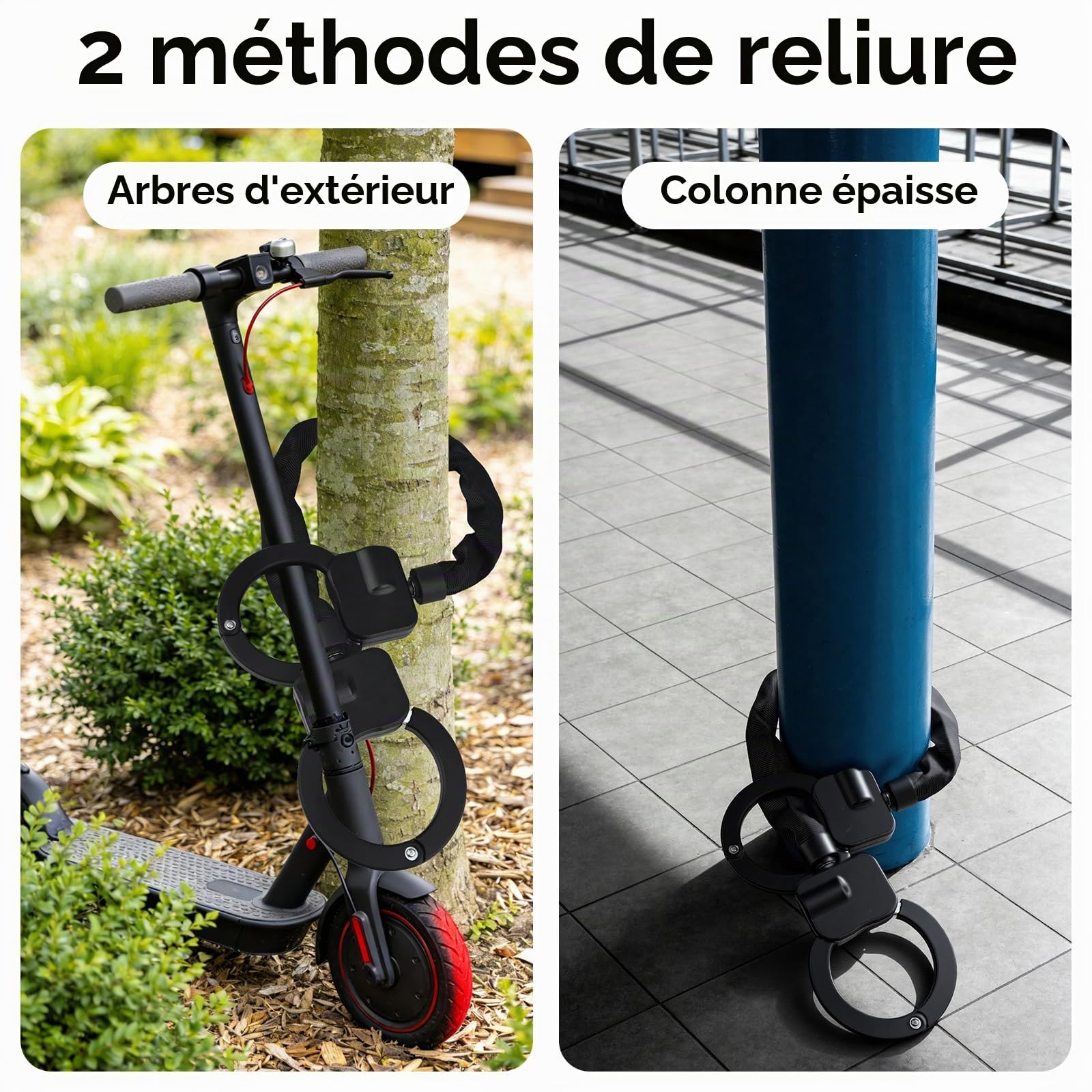 GuKKK Antivol Trotinette Electrique, 72CM Cadenas Trotinette Electrique Renforcé avec Clés et 3L Sac Etanche,Antivol Sécurisé pour Scooter, Vélo et Trottinette Électrique