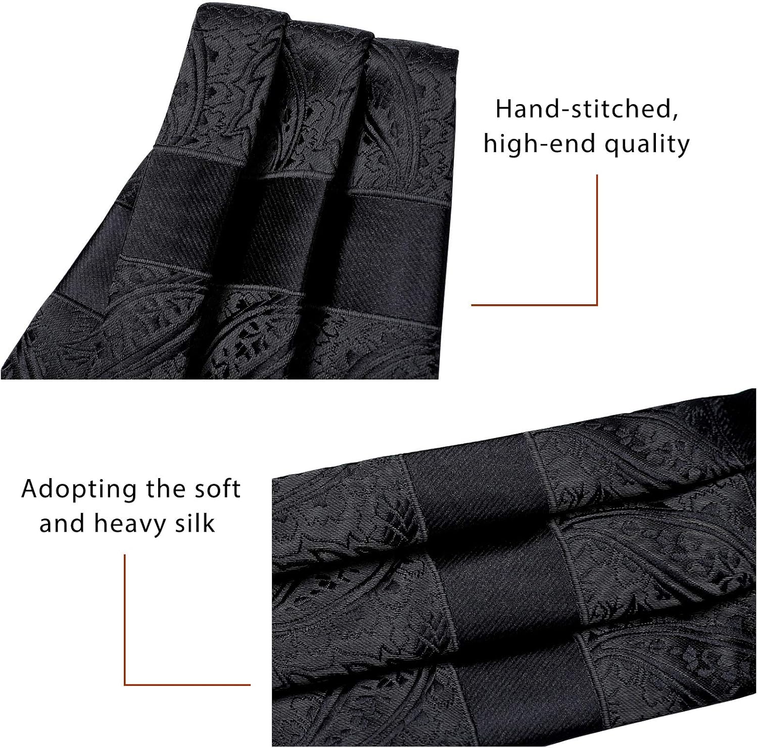 HISDERN Ascot Ties for Men Paisley Cravat Tie and Pocket Square Set Floral Mens Ascot Scarf Handkerchief Wedding Party - Image 3