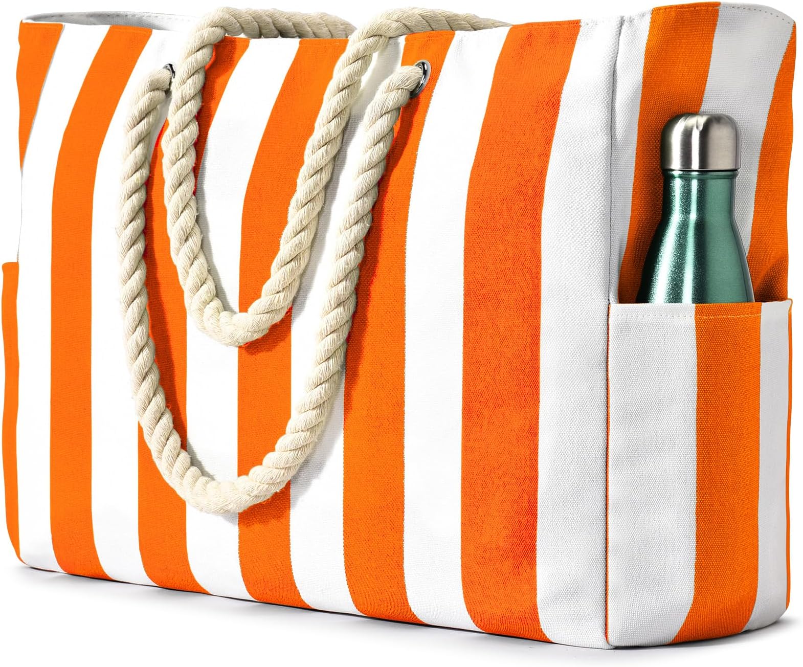 Beach Bags for Women, Pool Bag Waterproof Sandproof Beach Bag Large Beach Swim Bag with Zipper Stripe Beach Bag Tote