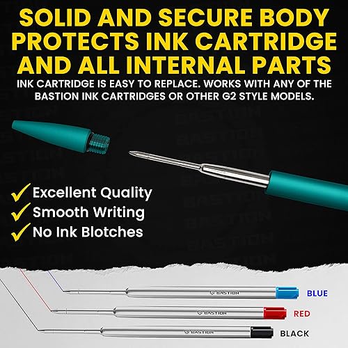 Miniatura 2 de BASTION Bolígrafo de acción de aluminio con perno delgado con estuche de regalo, retráctil ejecutivo de lujo, súper ligero, lindo metal, recargable