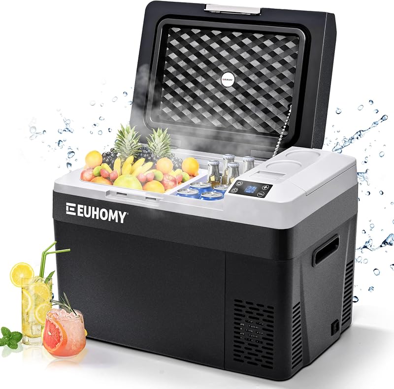 31QT 12 Volt Refrigerator, Electric Cooler, Usable Battery, -4℉~68℉ | Compressor Cooling,Quiet, 12V&100-240V, Car, Home & Camping Use, Portabale, Battery Protection, Anti-Shake Design