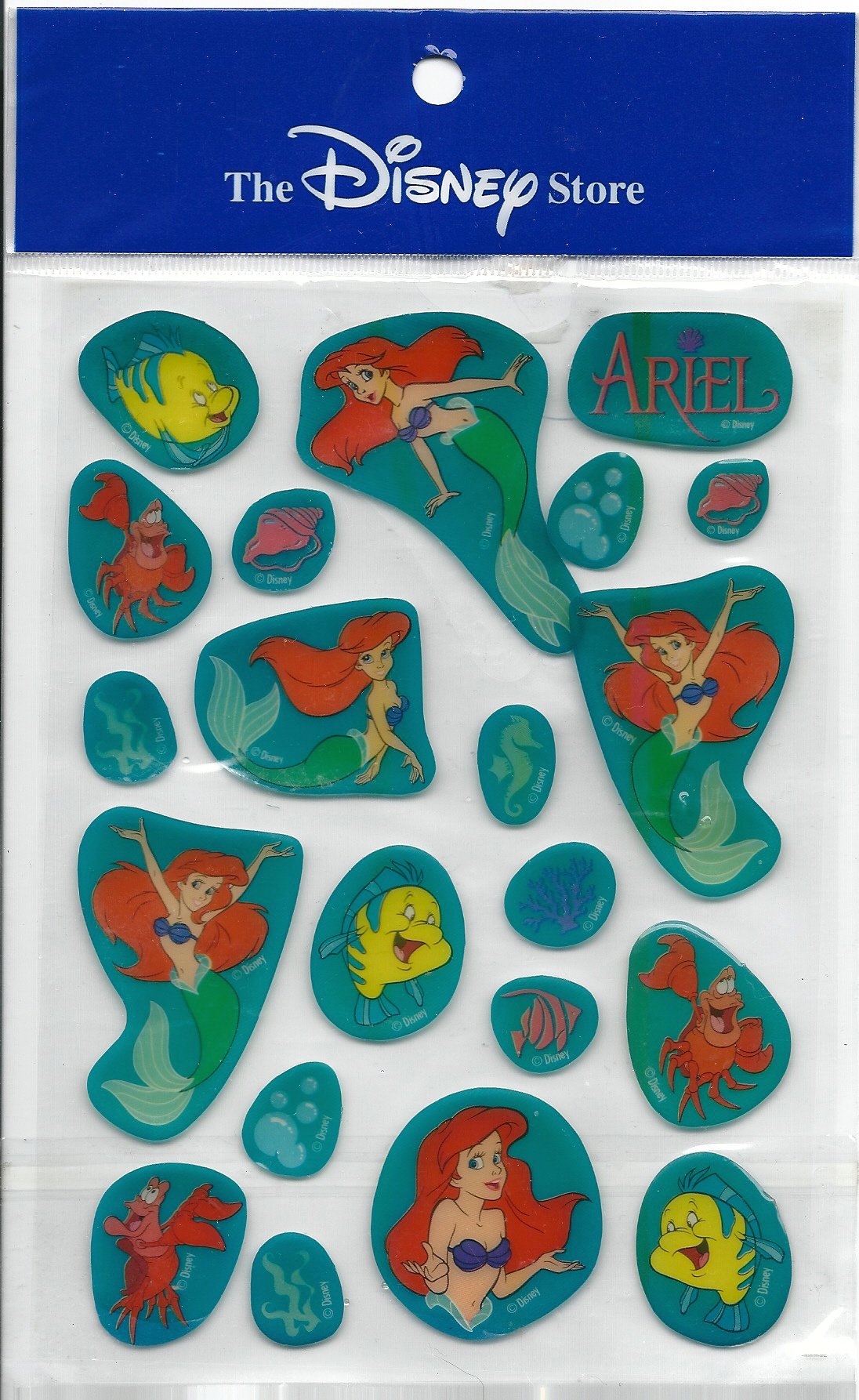 Disney The Little Mermaid Ariel Bubble Adhesive Tile Stickers Flounder Sebastian