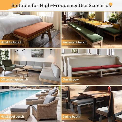 Miniatura 7 de ROFIELTY Cojín de banco personalizado, cojín duradero para muebles de patio, cojín antideslizante para asiento de ventana, cojín de banco para