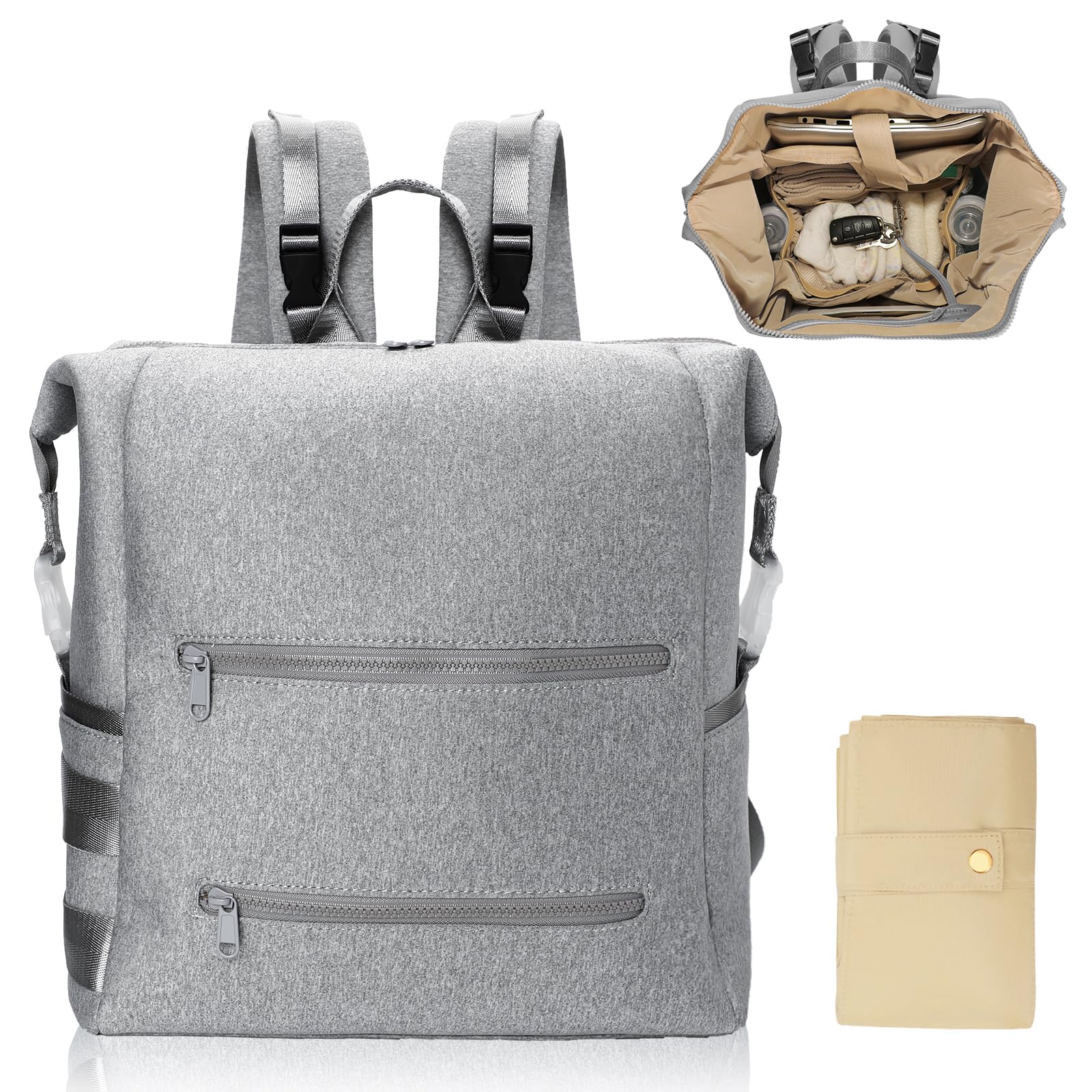 MISS FONG Borsa fasciatoio, zaino grande, con 10 tasche per pannolini