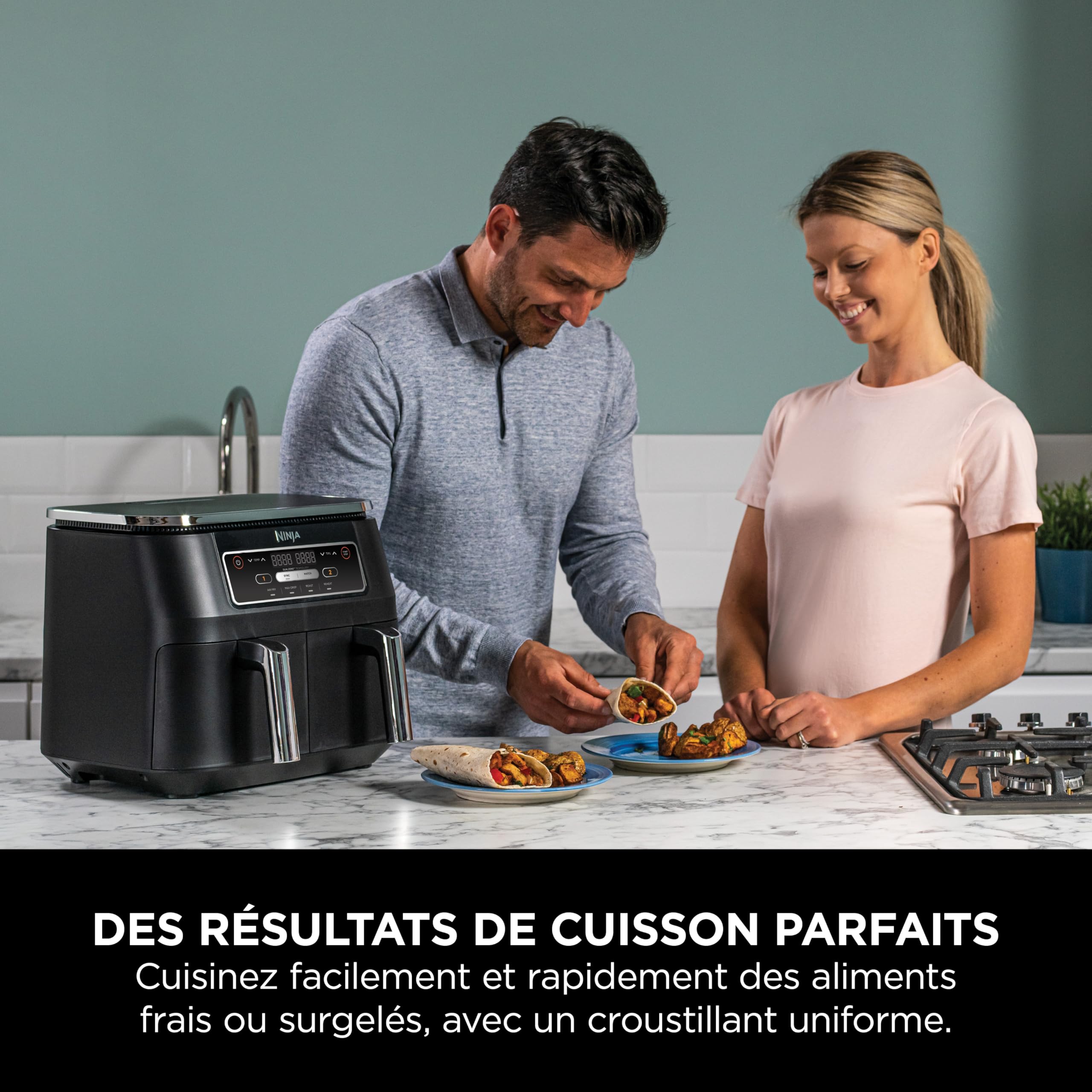 Ninja Foodi Dual Zone Air Fryer numérique, 2 tiroirs, 7,6L, 4-en-1 AF200EU