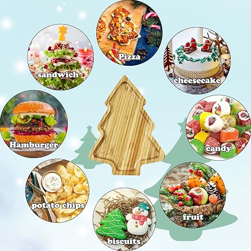Miniatura 5 de Tabla de embutidos para árbol de Navidad, bandeja de bambú en forma de árbol de Navidad, tabla de cortar para queso, bandeja de aperitivo, bandeja
