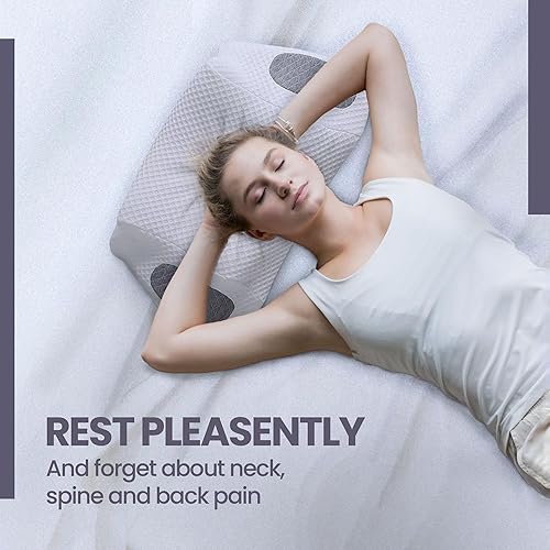 Miniatura 7 de IPEX Stores - Almohada cervical ajustable para aliviar el dolor de cuello y hombros con funda de almohada, almohada de espuma viscoelástica de