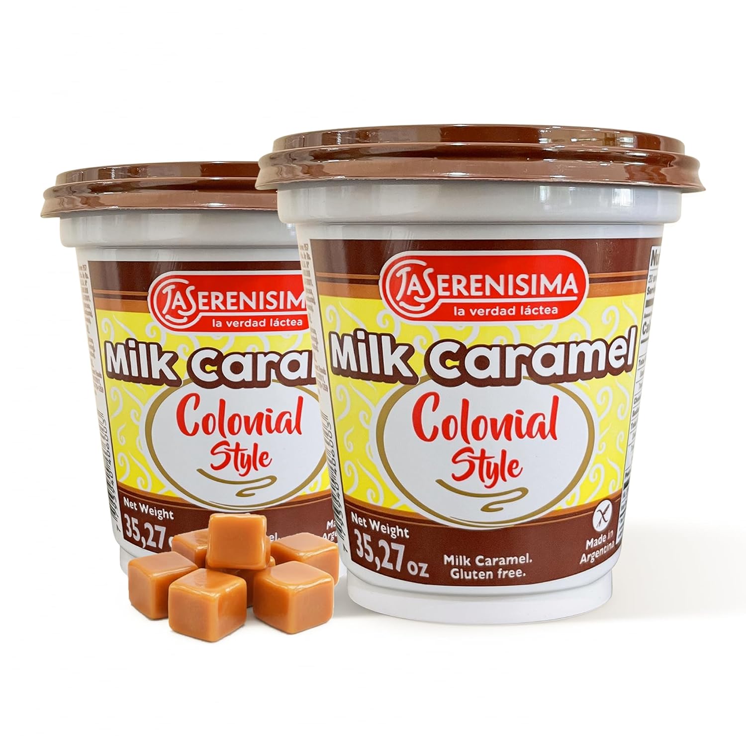 La Serenísima Dulce de Leche - Authentic Milk Caramel Spread from Argentina - Gluten-Free Creamy Caramel Sauce for Baking, Desserts - Rich Flavor for Pancakes, Waffles - 35.3 Ounce (Pack of 2)