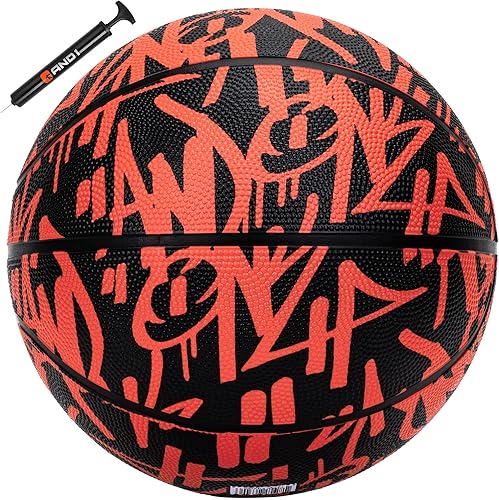 AND1 Fantom Graffiti Rubber Basketball - Streetball for Indoor and Outdoor Use, Deep Channel Construction and Durability