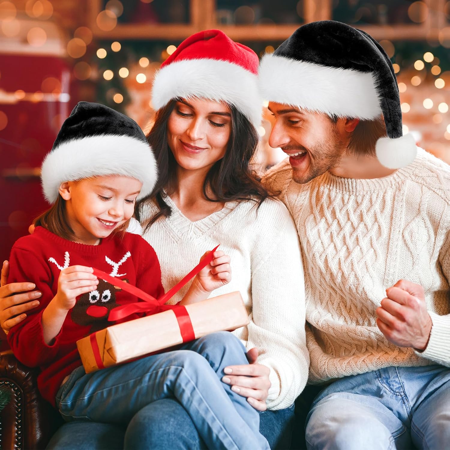 RJVW Christmas Santa Hat for Adults, Thicken Soft Velvet Comfort Classic Santa Claus Hat for New Year Party Headwear Holiday - Image 5