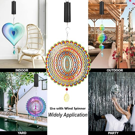 Battery-Operated Black Rotating Motor for Wind Spinners and Chimes Mobile Garden Decor Accessory (Batteries Not Included) Garden Decor for Outside,Christmas Decorations Outdoor Yard (Battery Motor)