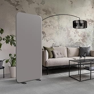 DECOLAB Standing Wall Room Dividers, Portable Partition for Room Separation, Studio, Office, Bedroom, Pinnable Magnetic Frame, 29"x65", Sterling