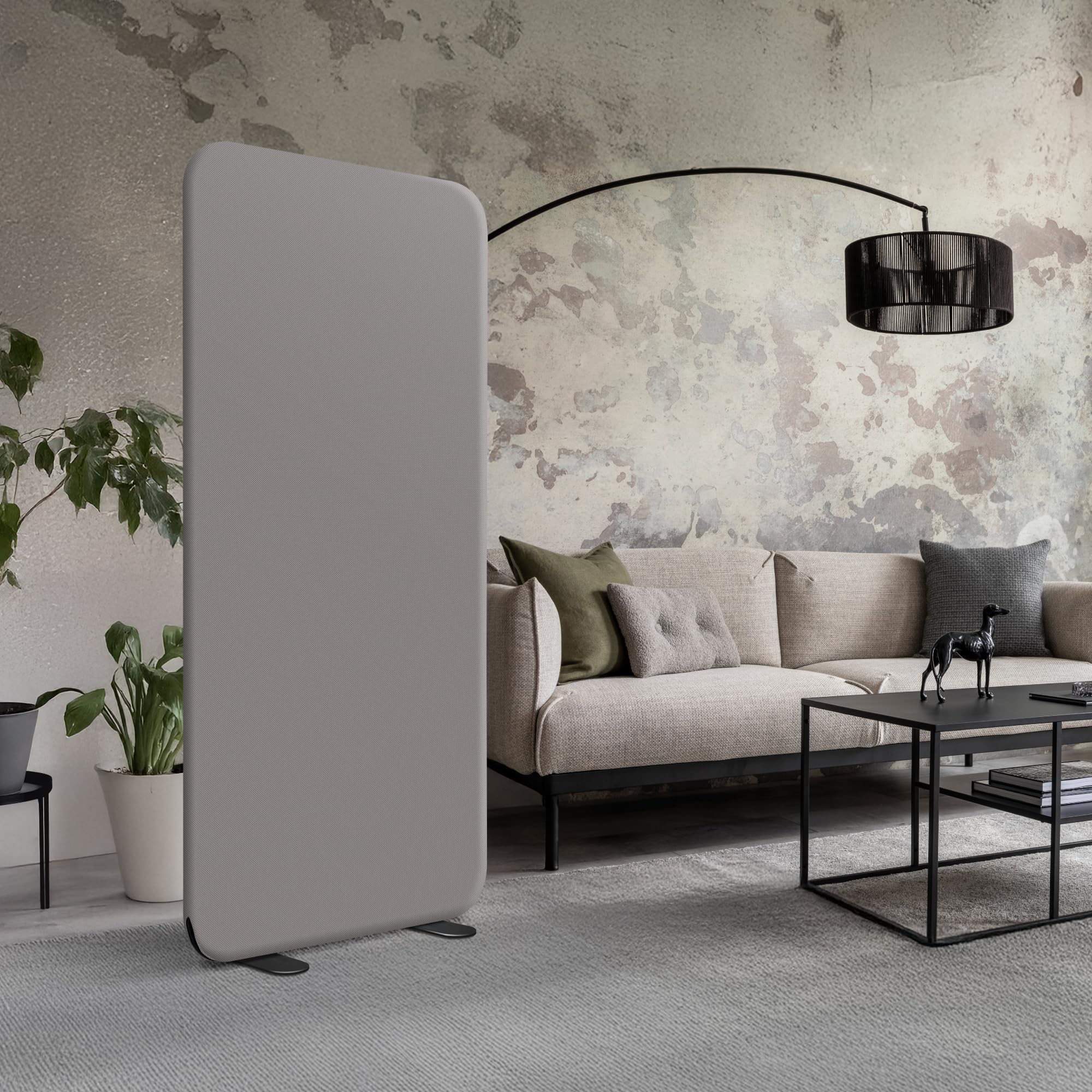 DECOLAB Standing Wall Room Dividers, Portable Partition for Room Separation, Studio, Office, Bedroom, Pinnable Magnetic Frame, 29"x65", Sterling