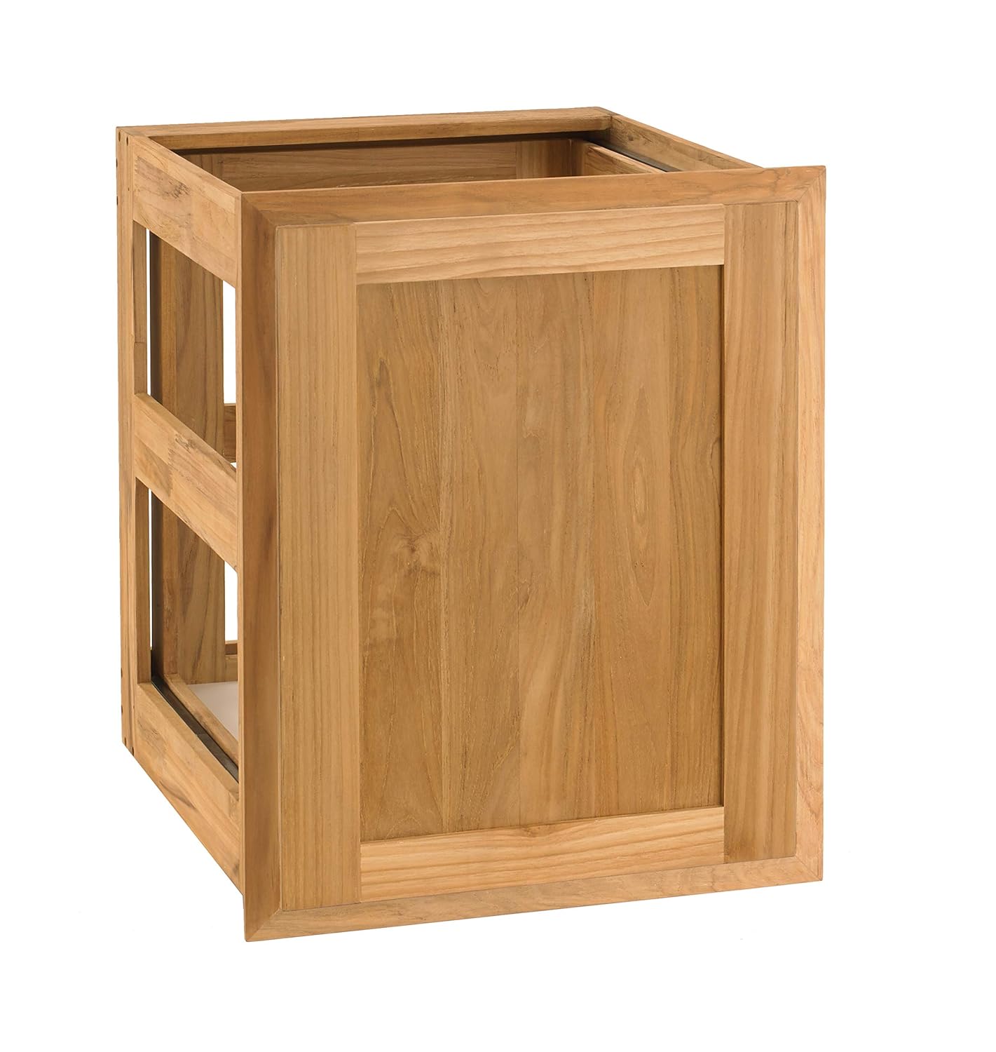 Pacific Teak Shaker 18-Inch Teak Wood Roll-Out Double Trash/Recycling Bin Drawer - POHDL-18S
