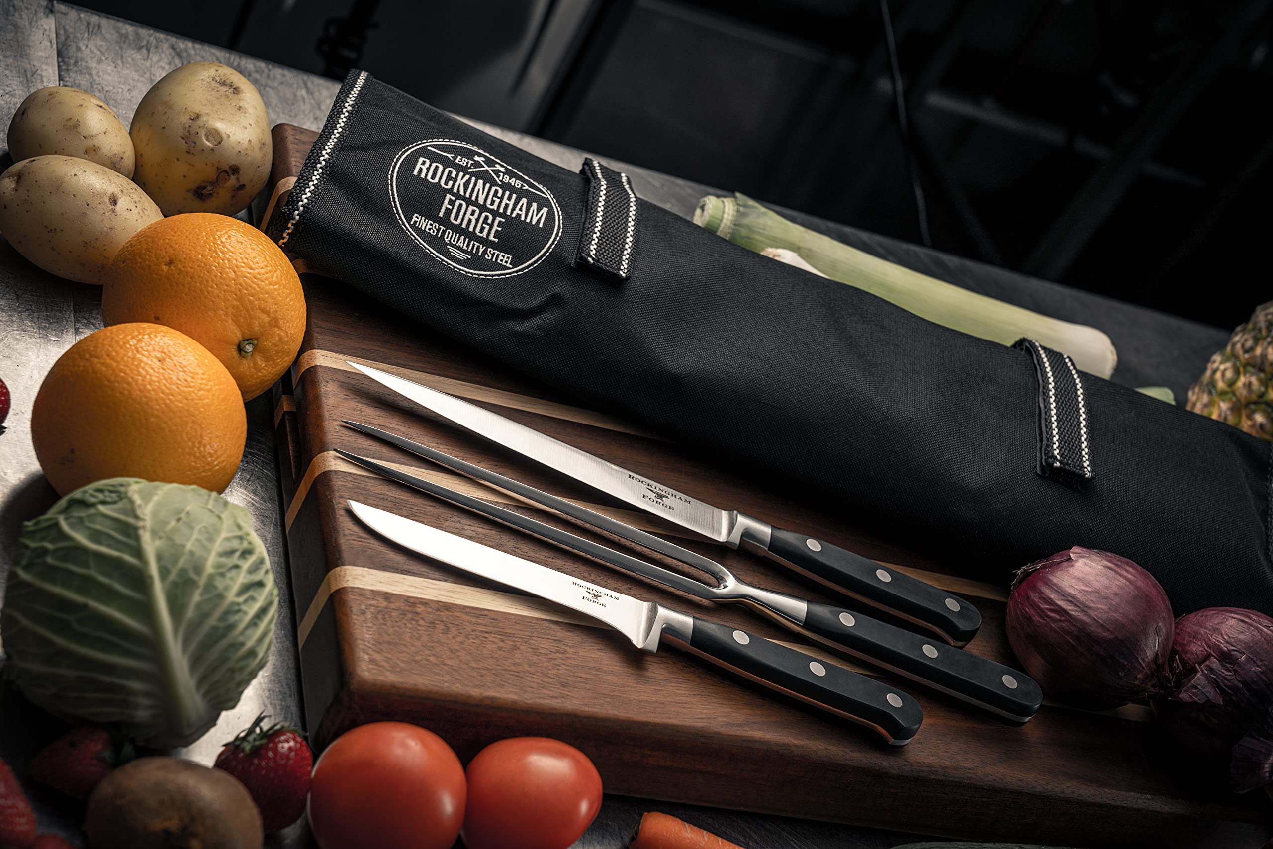 Rockingham Forge Juego de Cuchillos Profesionales de Cocinero, Contiene 9 Cuchillos de Cocina y 1 Estuche Para Cuchillos, CS-9009/10