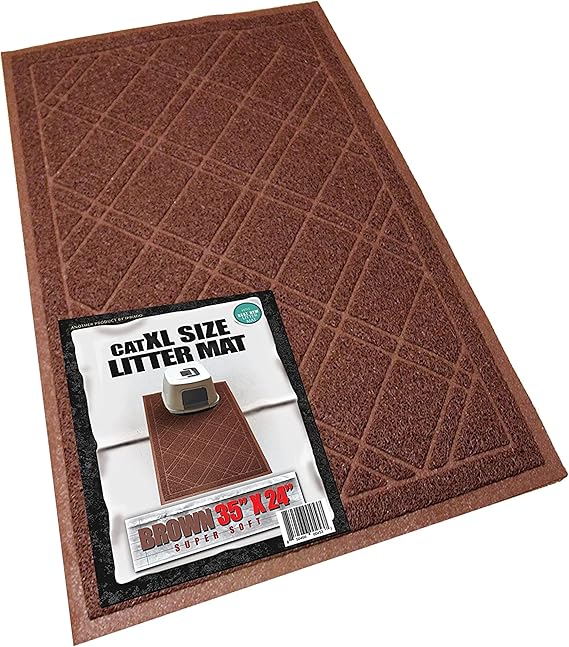 Iprimio Cat Litter Box Mat 42x36 Brown Cat Litter
