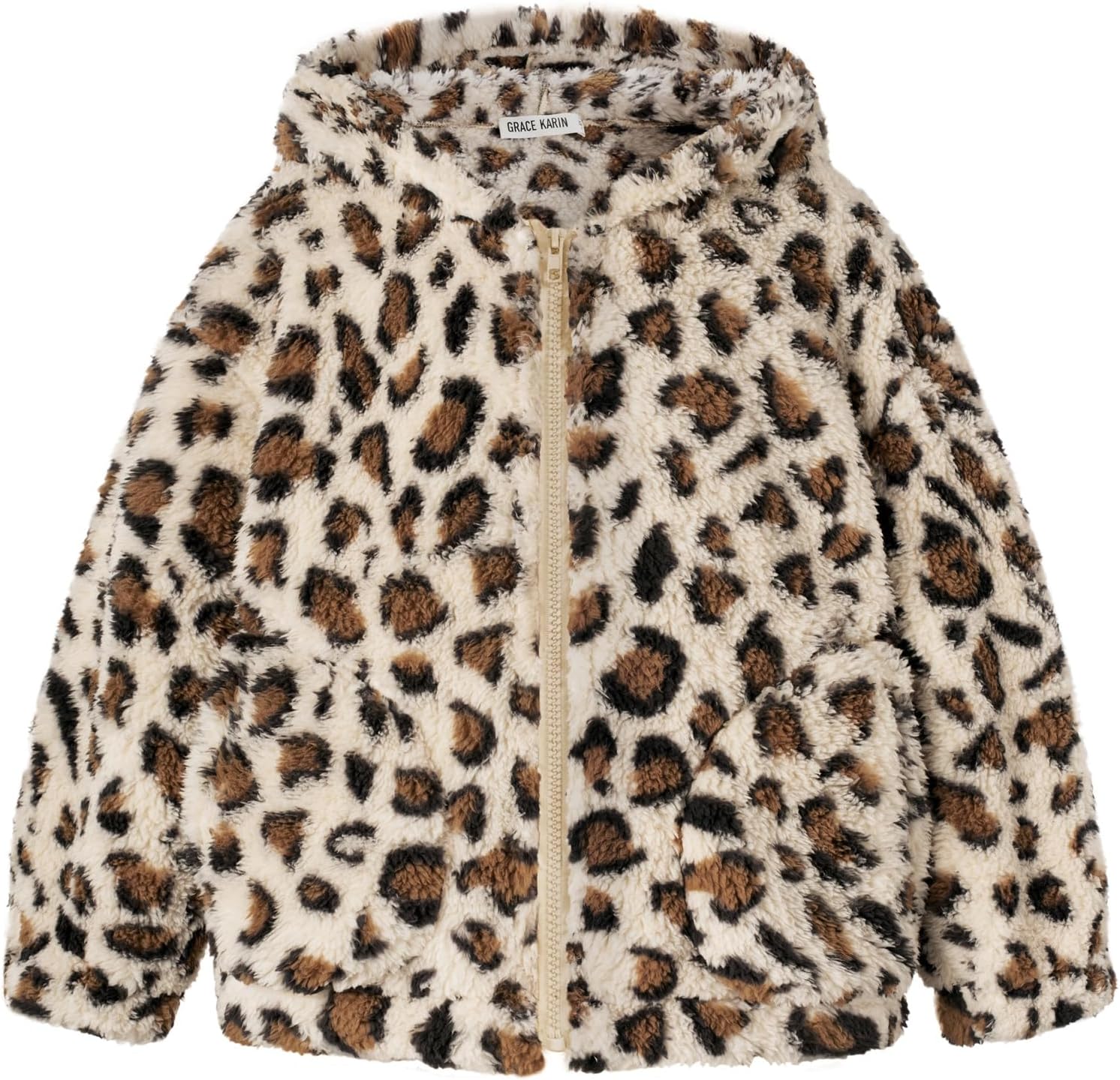 GRACE KARIN Girls Fleece Jacket Zip Up Sherpa Coat Kids Fall Hoodie Fuzzy Sweatshirt Size 5-14 - Image 8