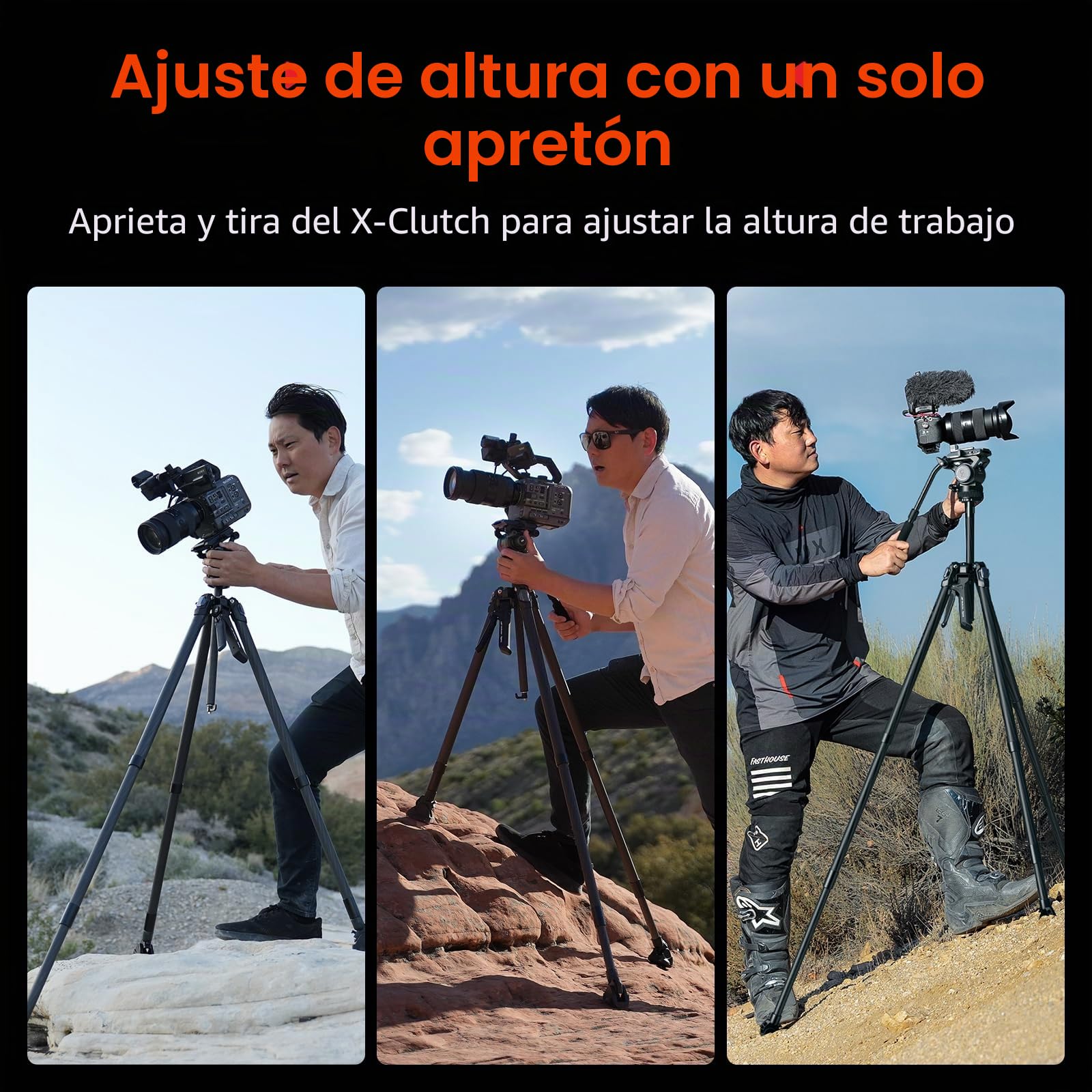 SMALLRIG x Potato Jet Tribex II Trípode Hidráulico de Fibra de Carbono con Cabeza Fluida de 4 Pasos y Contrapeso - 5755