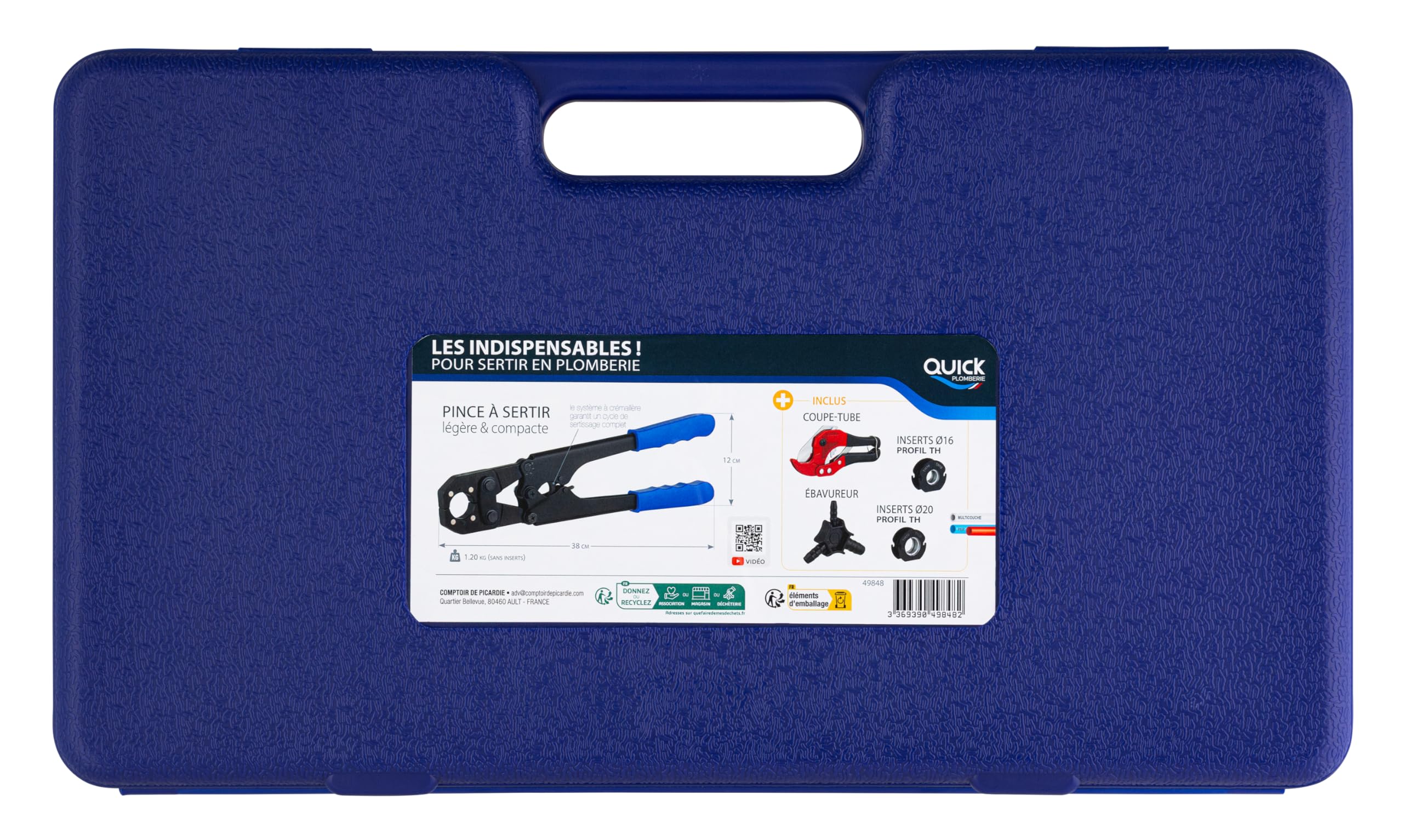 Kit Prensado Tuberías Multicapa — Prensa + Cortatubos + Desbarbador/Calibrador + 2 Insertos TH 16/20mm | Herramienta Fontanería Profesional