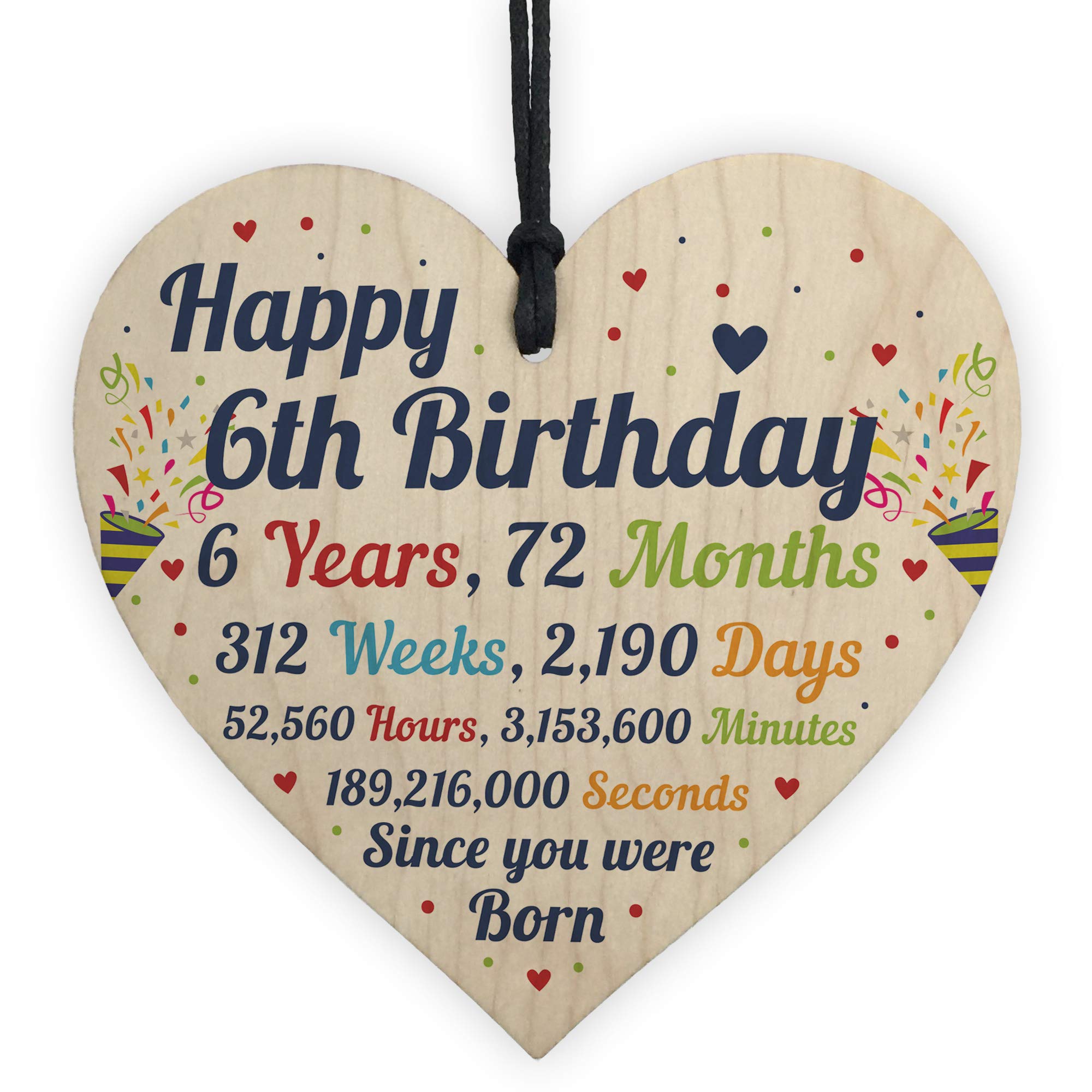 Red Ocean Boys 6Th Birthday Gift For Wooden Heart 6Th Birthday Gift For Girls 6Th Birthday Decorations