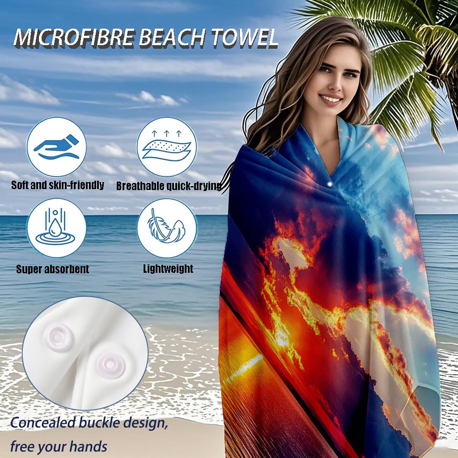 Toallas de Playa Microfibra Paisaje Toalla Playa Grande 180x90 cm Mujer Hombre Secado Rápido Absorbente Toallas Gimnasio Suave Sin Arena Ligera Toalla Microfibra para Playas Piscina Viajes Camping Q-9