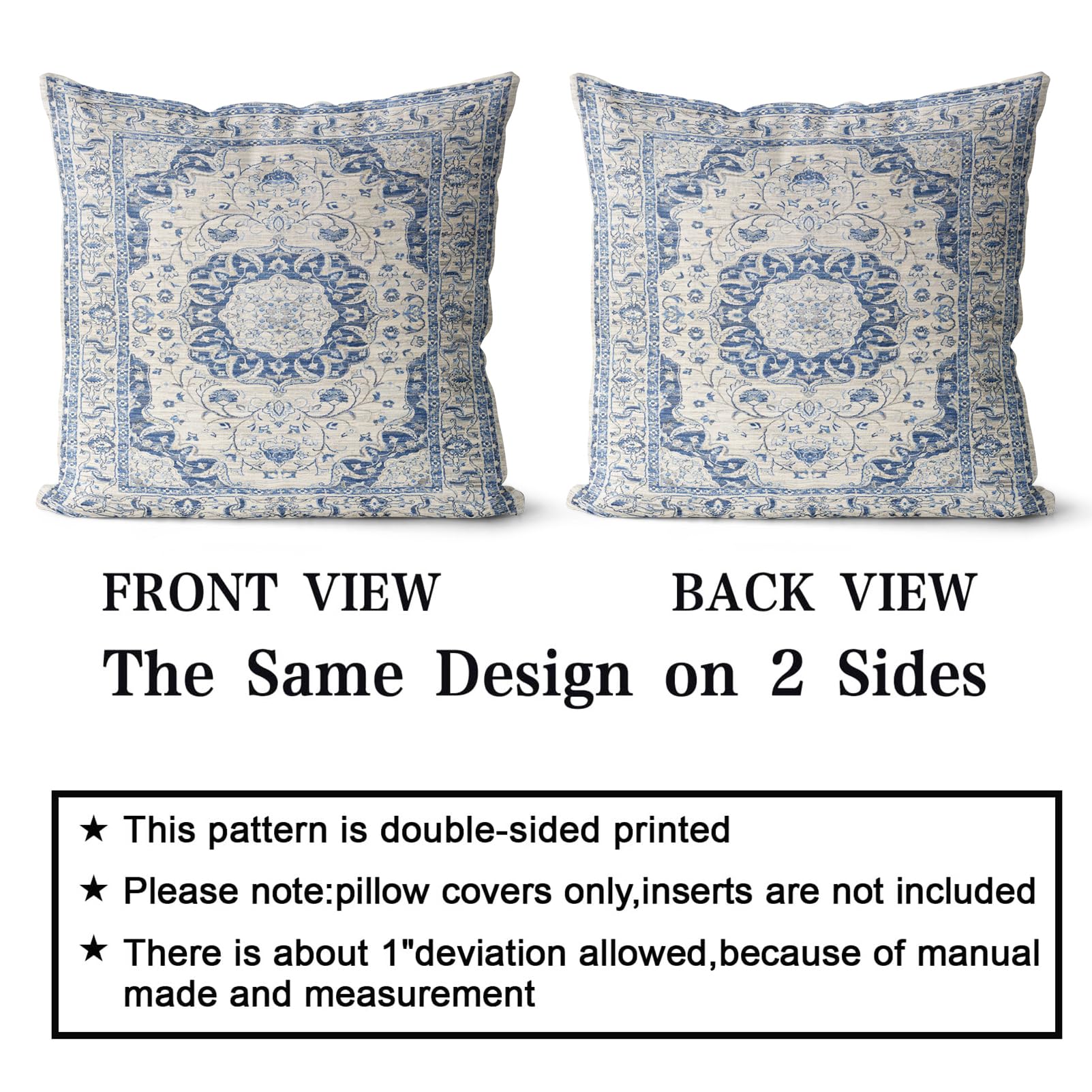 Snylcce Boho Throw Pillow Covers Set of 2, Lightsteel Blue Antique & Vintage Design, Double-Sided Pattern - Image 2