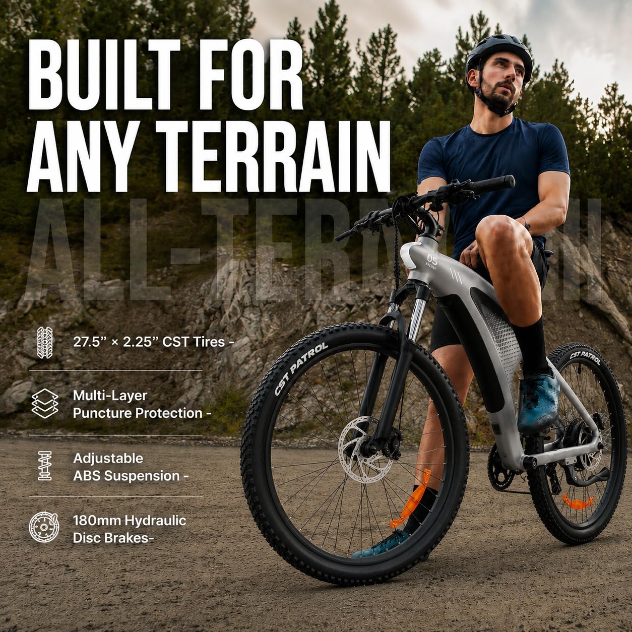 HX Q5 Shark Vélo Électrique Homme,27.5" VTT Électrique Adulte Ville Trajet Quotidien,85Nm 13/20Ah Batterie Amovible,Jusqu’à 60-220KM,Susp. & Freins Hydrauliques,EBike Cyclisme pour Tout-Terrain