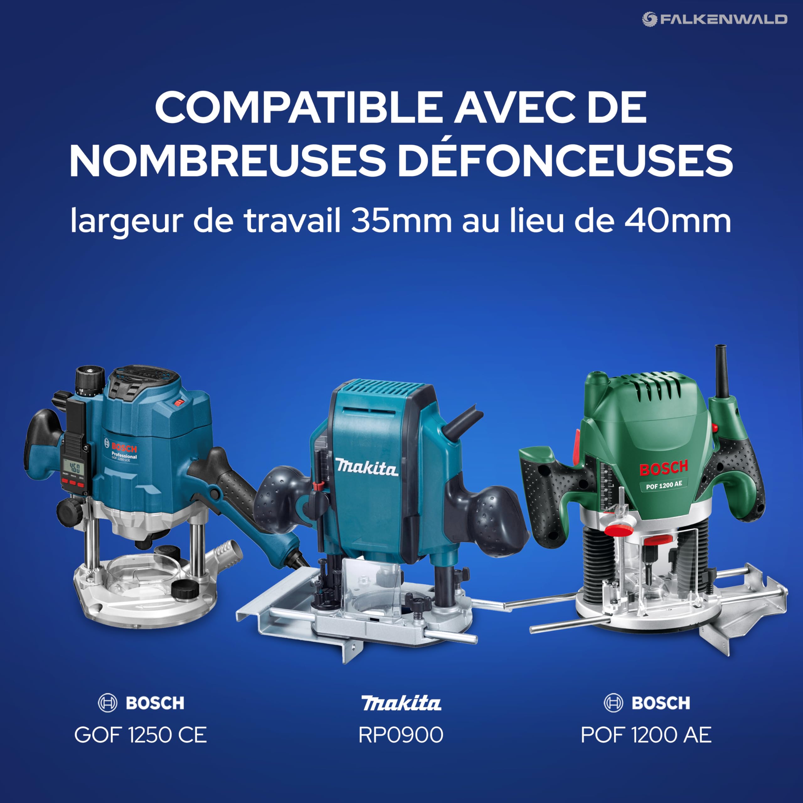 Falkenwald® Fraise à surfacer coupe Ø 35mm/tige Ø 8mm - Fraise defonceuse 8mm pour bois - Outillage bois professionnel
