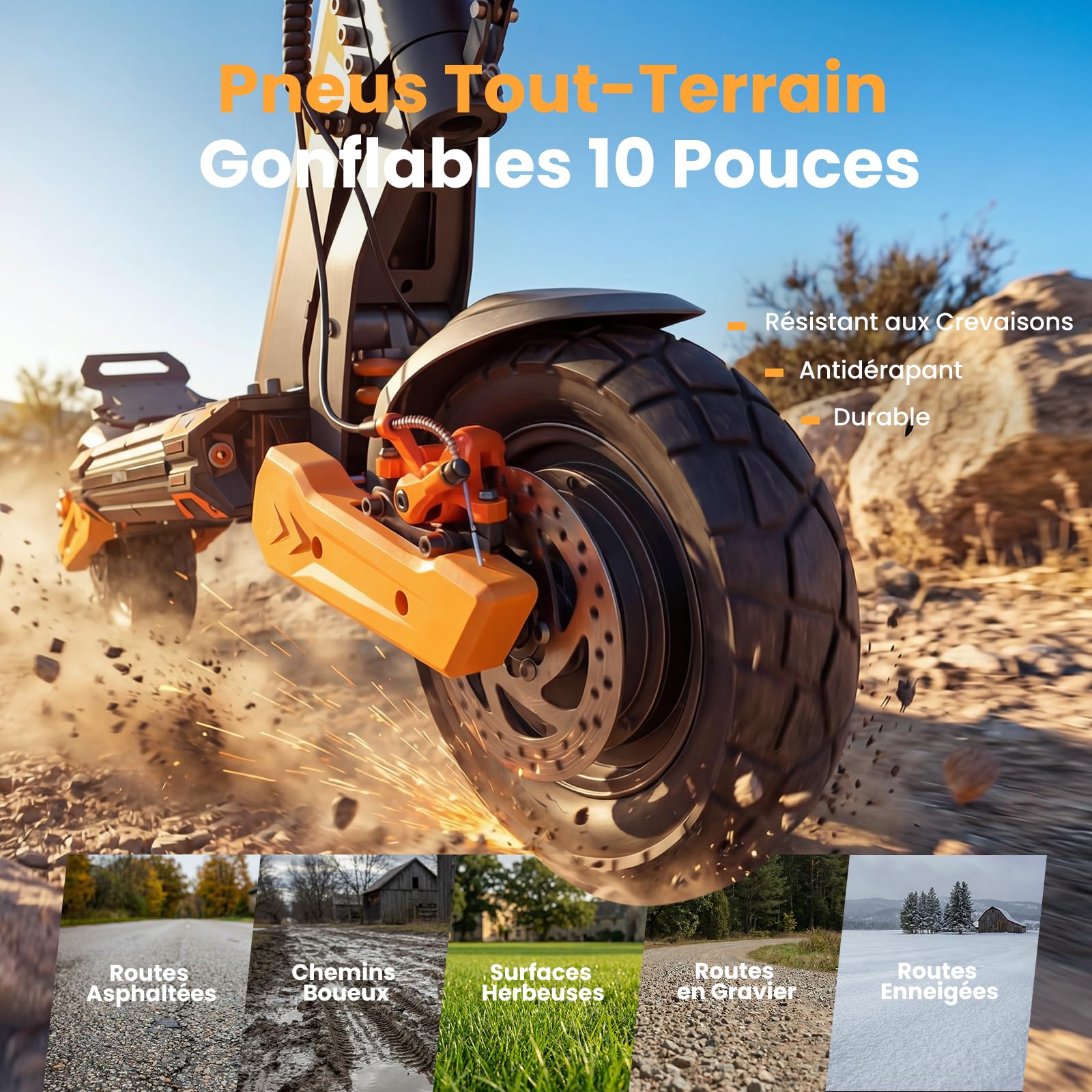 isinwheel GT1Dual Trottinette Électrique Adulte Tout Terrain, Double Moteur Commutable, Batterie 48V 13Ah 60 km Autonomie, Pneus 10" Off-Road, Clignotants LED, Double Frein, Pliable, Charge Max 150 kg