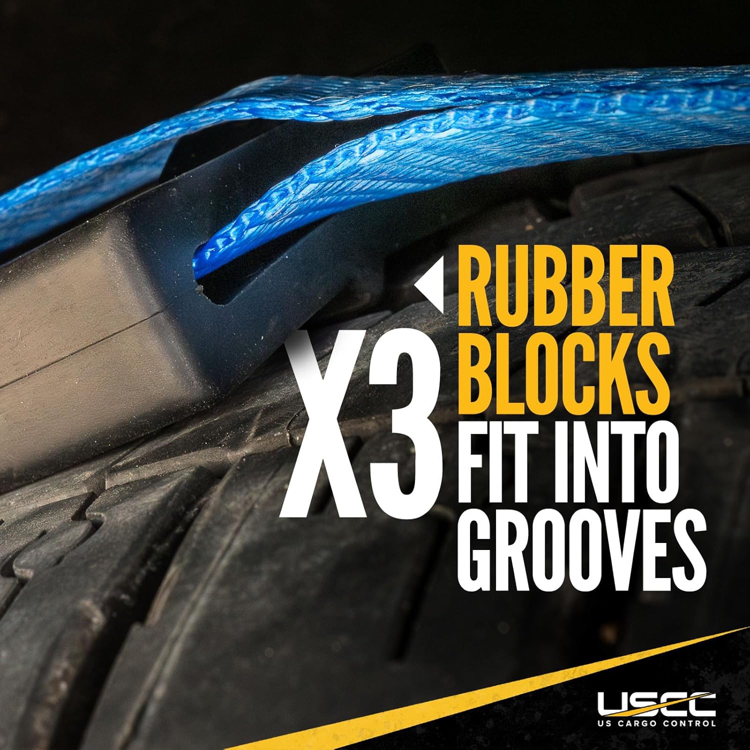 US Cargo Control E Track Wheel Straps with E-Track Fittings & Three Rubber Blocks (4-Pack), 2 Inch x 11 Foot Car Tie Down Straps for Trailers, Fits Tires 14-30 Inches, 12,000 LBS Break Strength - Image 6