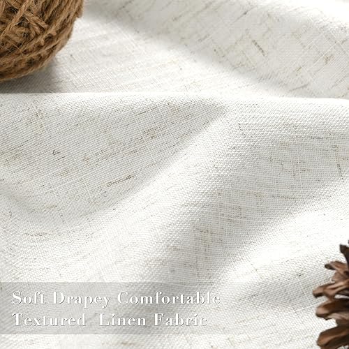 Miniatura 4 de Joywell Cortinas 100% opacas de lino crema de 134 pulgadas de largo, bolsillo para barrapestaña trasera, cinturón de ganchoanillos de clip, cortinas