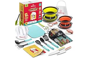 Baketivity Kids Cooking Set: Real Utensils with Kitchen Tool Guide