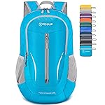 ZOMAKE Ultra Lightweight Packable Backpack 25L, Foldable Hiking Backpacks Water Resistant Small Folding Daypack for Travel(Light Blue)