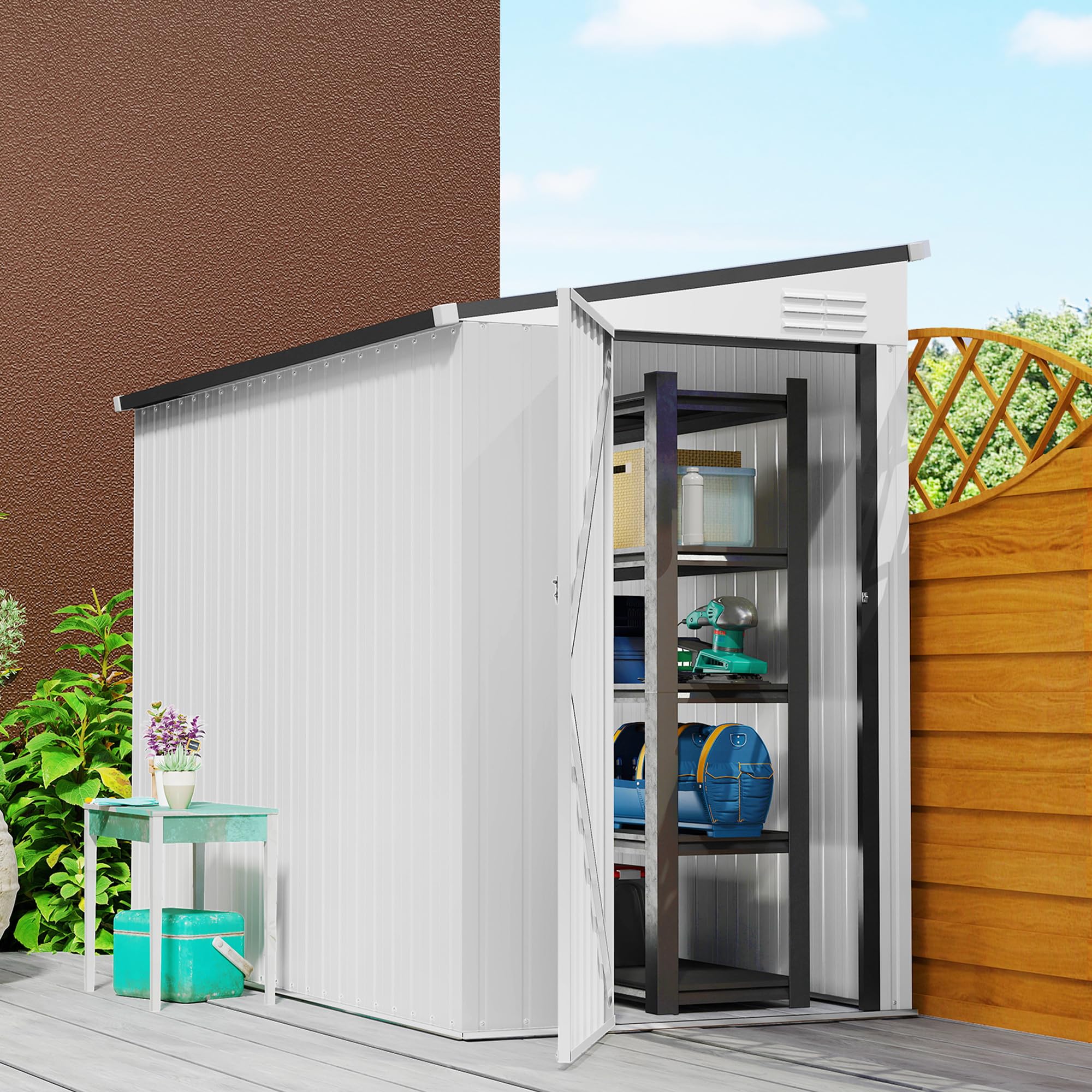 ボトムス tinytinydoors 80 Amazon.com : Outsunny 4' x 8' Metal Outdoor Storage Shed