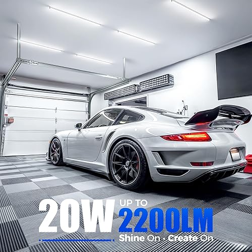 Miniatura 2 de Barrina T5 - Luz LED para tienda de 4 pies, 2 cables de alimentación de 6500 K, blanco súper brillante, 2200 lm, 20 W, lámpara de techo comercial