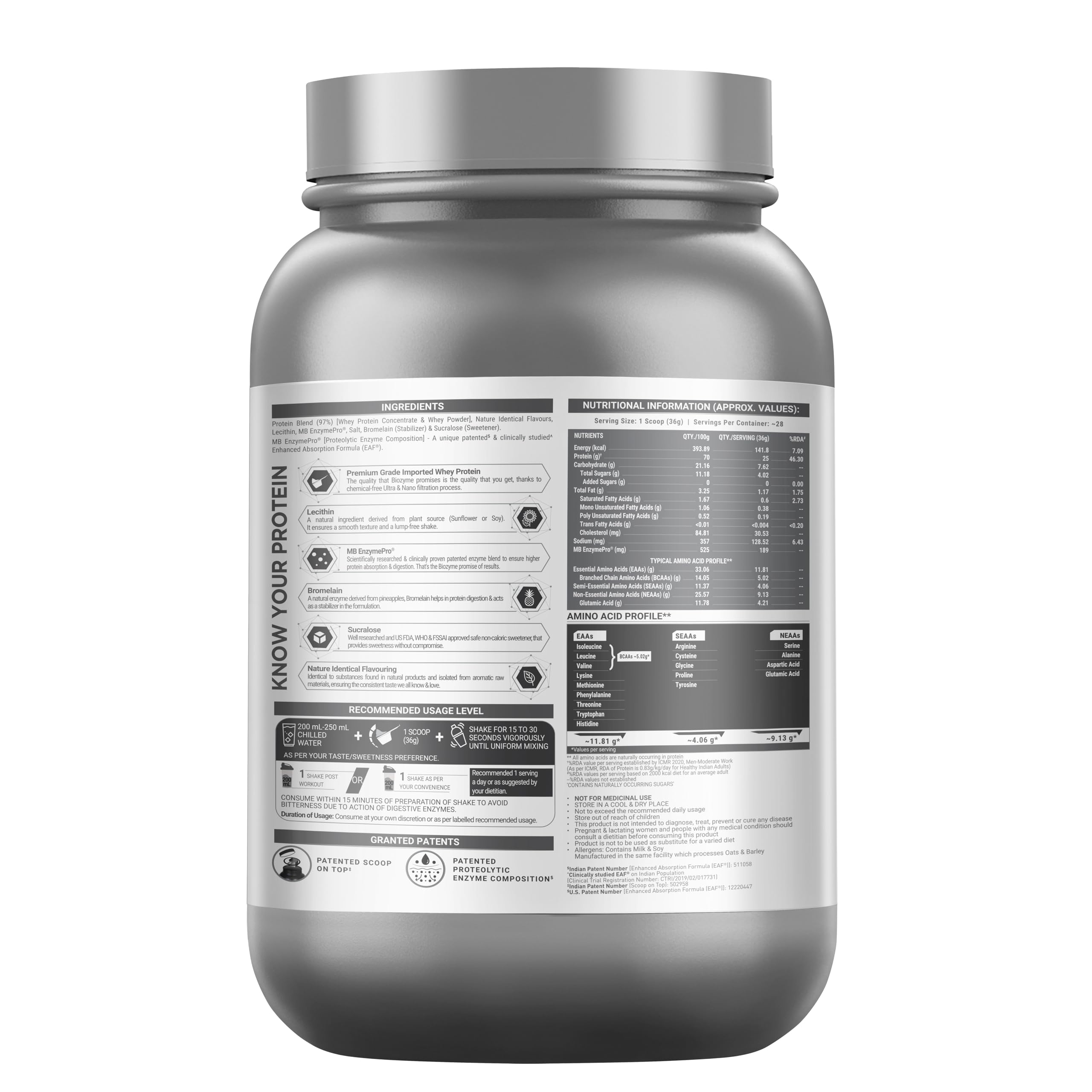 MuscleBlaze Biozyme Performance Whey Protein Powder, 1kg (2.2lbs) — Amazon image 7